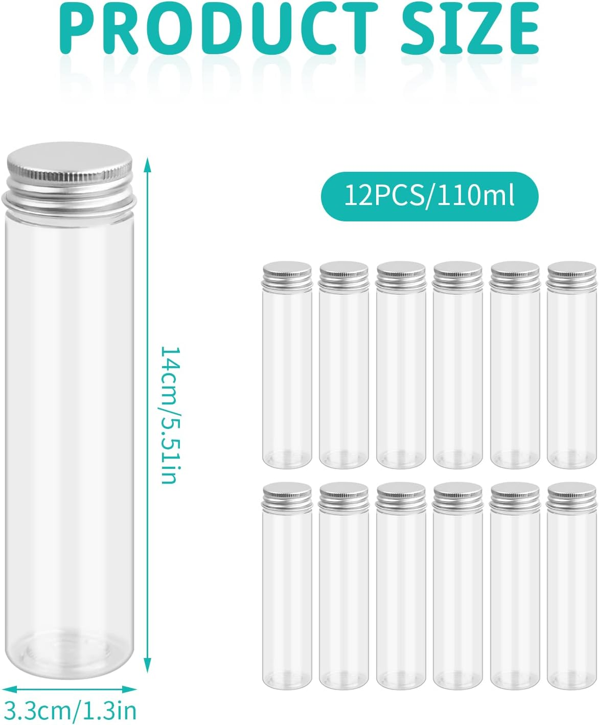 12 Pcs Clear Plastic Test Tubes with Screw Lid Caps, 110Ml Sample Test Bottle Storage Container Tubes for Laboratory Scientific Experiments Plant Cultivation Party Decoration Candy Salt Storage image number 6