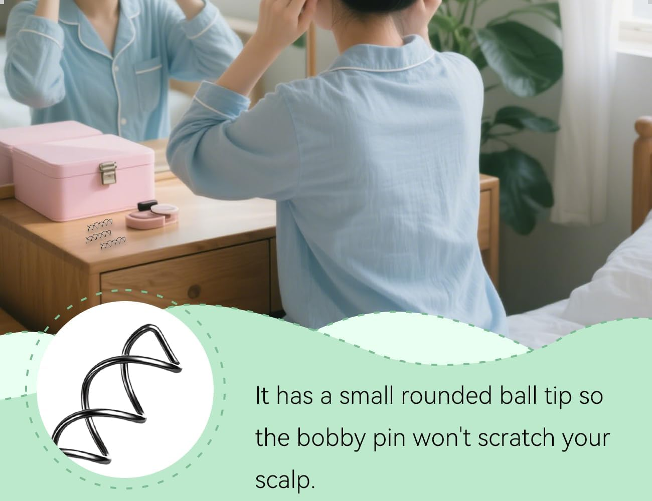 AOYEGIC Pack of 15 Spiral Hair Clips, Bun Hairpin, Used for Girls, Children, Hairdressers, Women, Home, Office, School, Birthday, Party, Anniversary (Black) image number 4