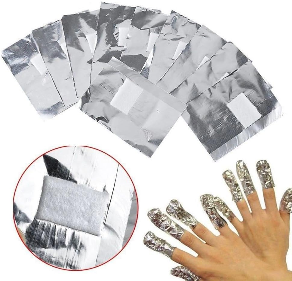 Poemtian 500Pcs Nail Foil Wraps Remover, Nail Polish Remover Wrap, Gel Nail Polish Remover Foil Wraps with Pre-Attached Lint-Free Cotton Pads image number 3