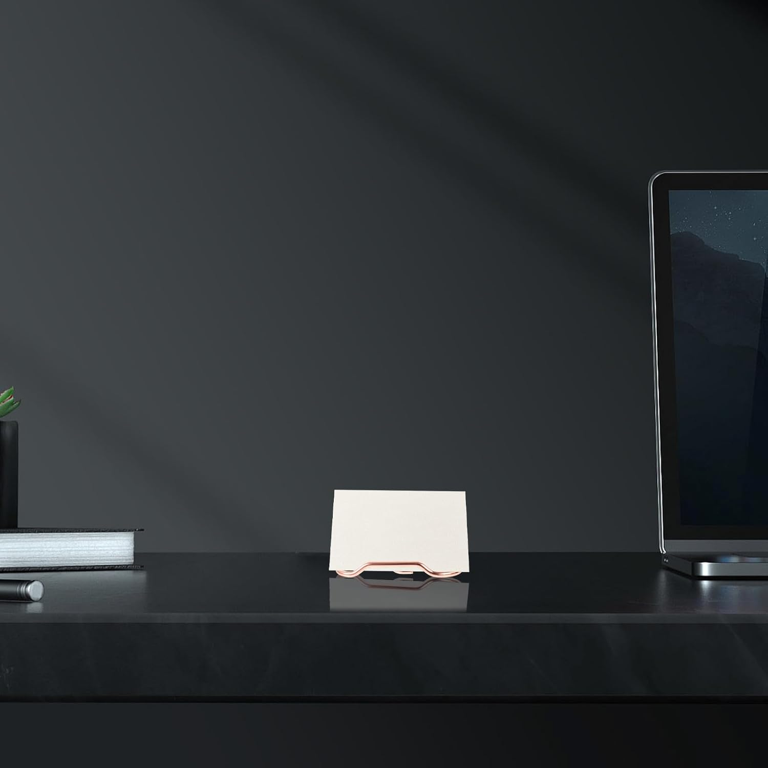 WRITWAA Metal Business Card Holder Desktop Stand Sturdy Business Card Organizer for Office Home Desk Accessories with Capacity and Metal Construction Rose Gold image number 6