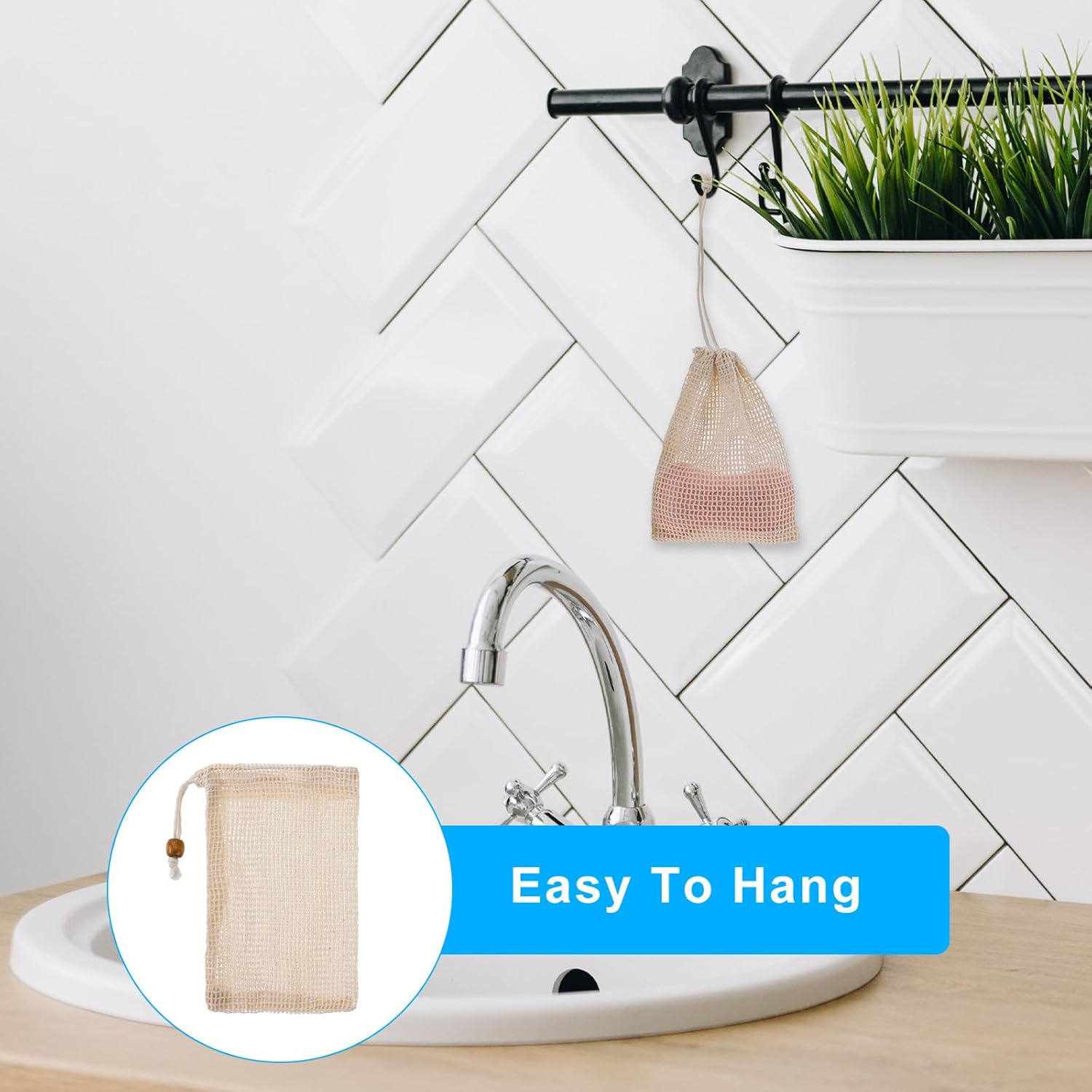 3 Pack Soap Exfoliating Bag Natural Sisal Soap Saver Bag Pouch Natural Soaps Saver Bar Bags with Drawstring for Exfoliating Foaming and Drying Soaps Holder image number 6