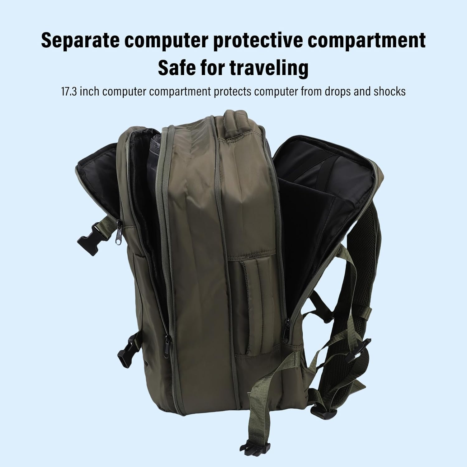 Xiuganpo Carry on Backpack 36 to 55L, Water Proof Backpack with Expandable Air Compression Vacuum System, Travel Friendly Backpack Includes a anti Theft Zipper & a Lock for Security image number 3