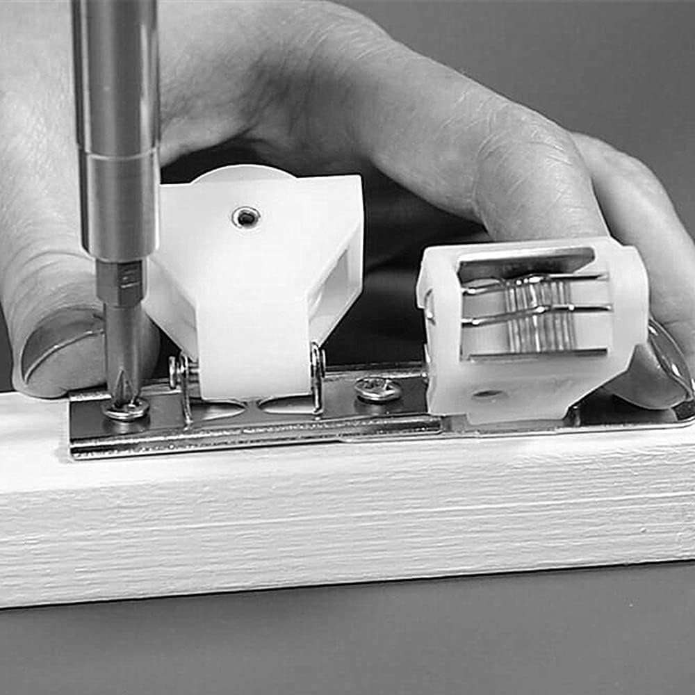 4Pcs Cord Lock Mechanism and Cord Idler Pulley Swivel Type White Plastic and Stainless Steel Bracket for Roman Blinds Woven Wood Shades and Bamboo Blinds