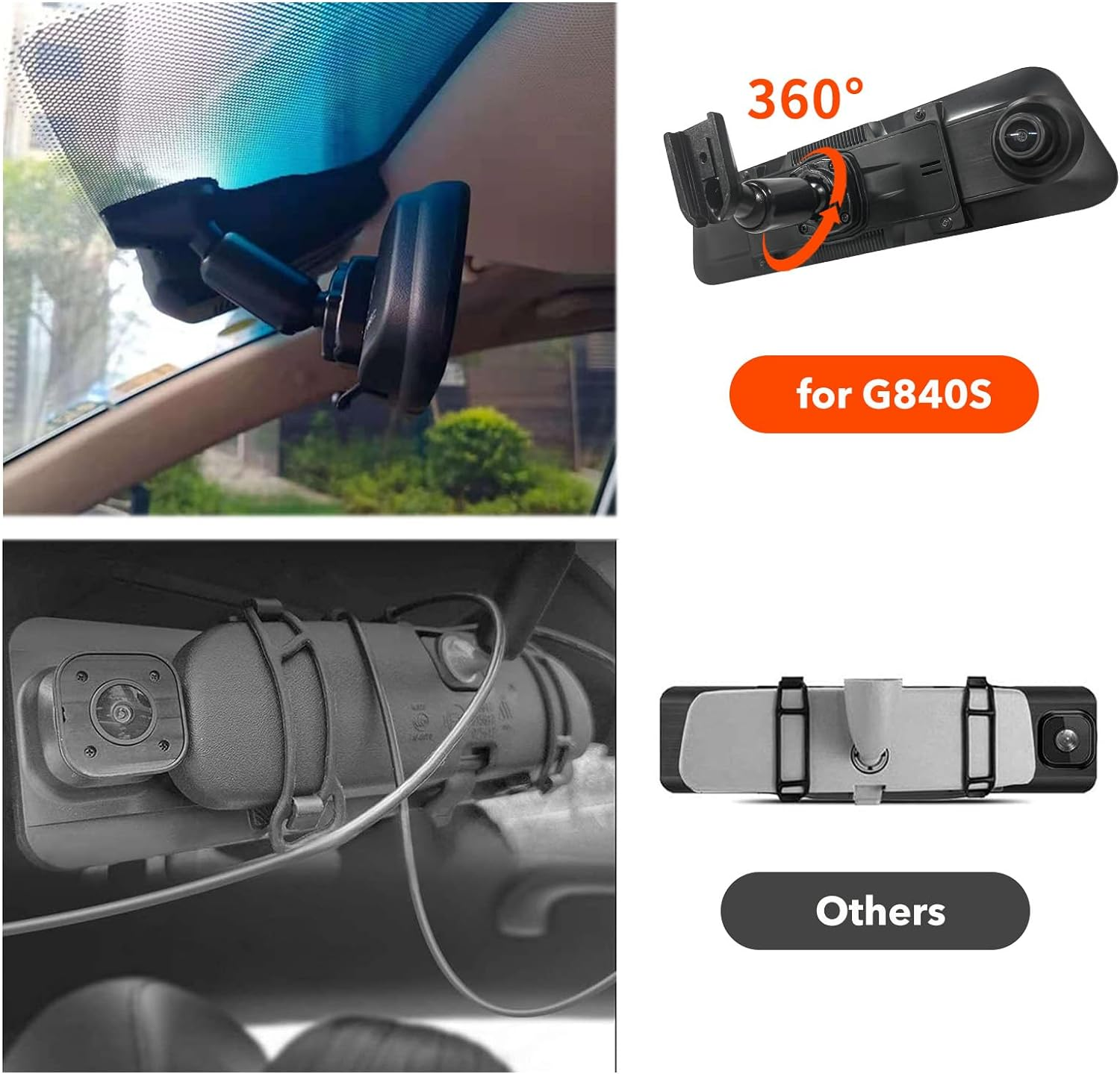 WOLFBOX OEM Bracket for USB C G840S/G840H/G850/G900 Mirror Dash Cam image number 4