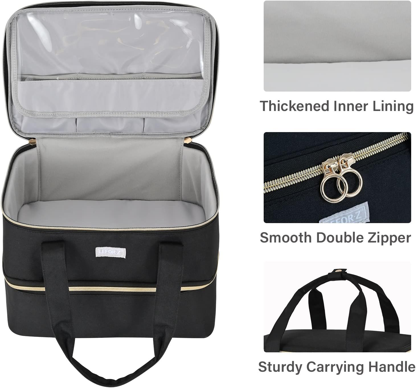 LEFOR&middot;Z Nail Polish Storage Bag, Double Layer Nail Polish Organiser for 40 Bottles (15 Ml - 0.5 Fl.Oz) and 1 LED Nail Lamp, Portable Nail Polish Carry Bag for Nail Design Accessories, Black, S（F&uuml;r 40 - Pink image number 5