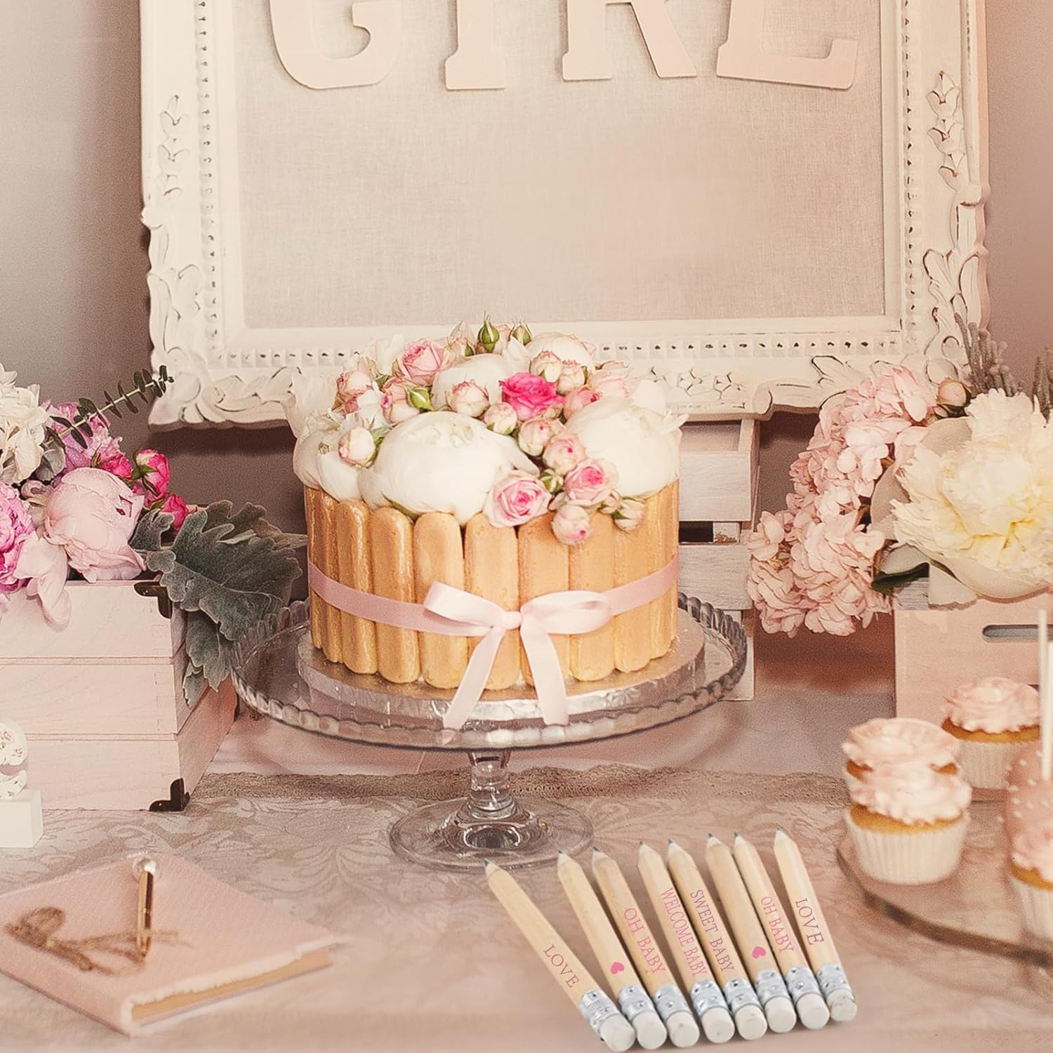 Baby Shower Pencils (Pink, 100) image number 1