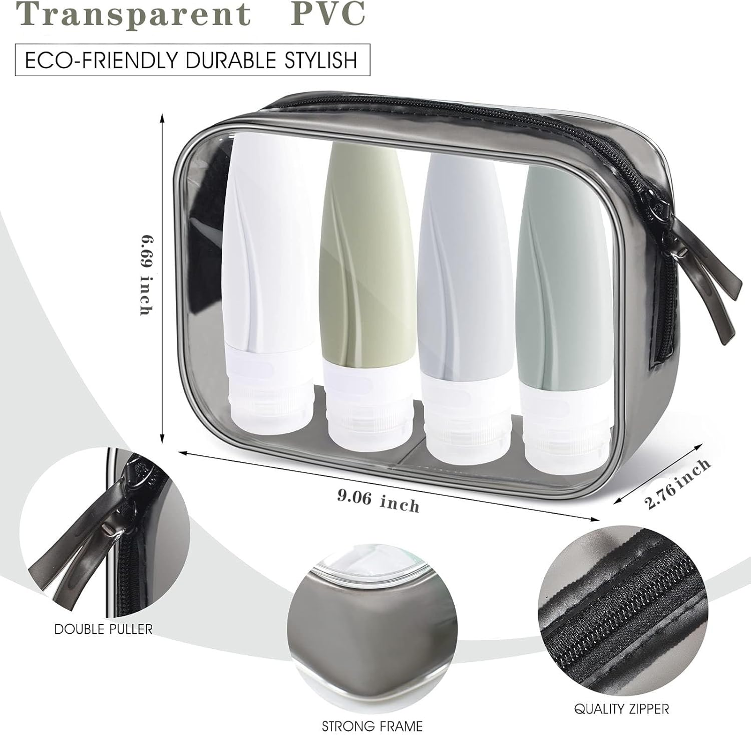 Heatunk 4-Pack Travel Bottles Set: Leak Proof Silicone Containers for Toiletries, Shampoo, Refillable and Squeezable - Ideal for Men and Women (3Oz) image number 5