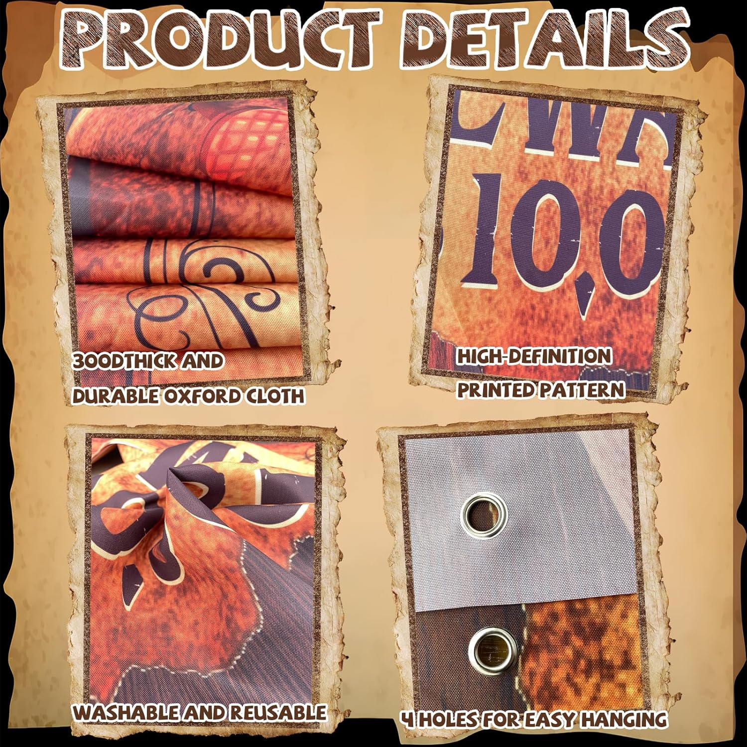 YQUQWN Western Wanted Photo Booth Props Wild West Party Decorations Western Cowboy Rodeo Theme Party Decoration Supplies Cowboy Rodeo Banner Photo Frames for Wild West Birthday Rustic Party Supplies image number 4