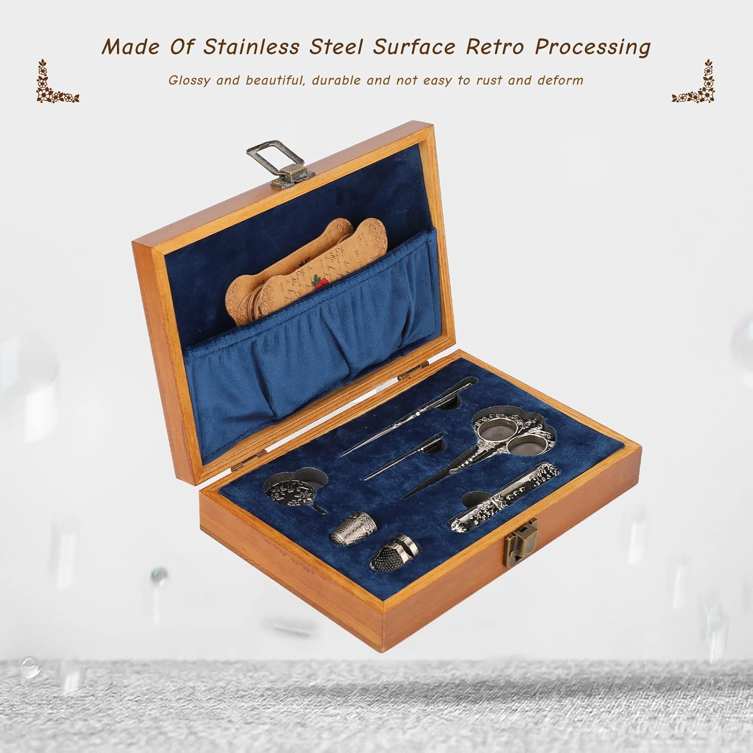 Gugxiom Vintage Embroidery Scissors Set, Stainless Steel Sewing Tools Complete Set, Beautiful and Practical Gift Box Packaging, for Mother'S Day, Birthday Gift (Silver) image number 2