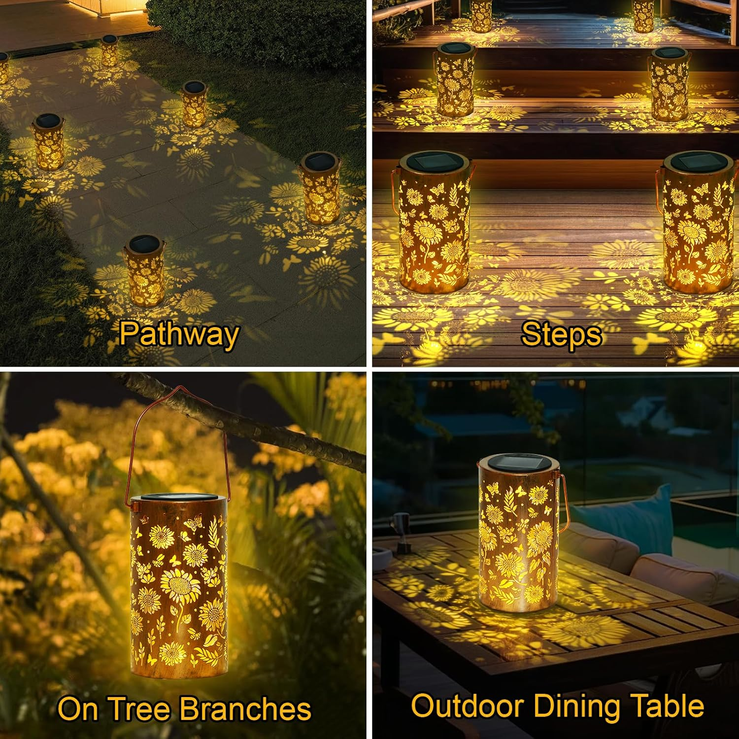 Ninonly Solar Sunflower Lanterns Outdoor, Solar Hanging Lights Waterproof Garden Decor, Solar Powered Light for Yard Patio Pathway Landscape, Gifts for Mom, Grandma, Women, Mother'S Day Christmas