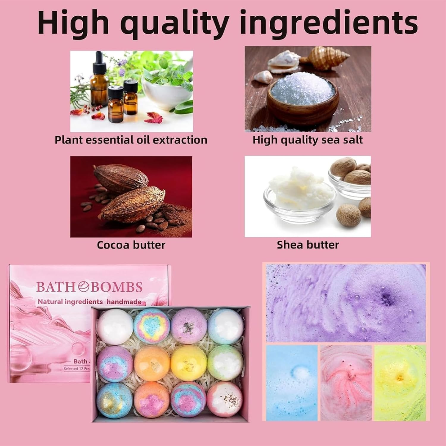 Oolong Bath Bombs Gift Set, 12 Pack Dried Flower Bath Ball Bath Bombs Setwith Natural Essential Oil, Rich Fizz, Bubbles, Handmade Bath Bombs for Moisturizing Dry Skin, Christmas Birthday Gifts Idea for Women, Mother, Kids, Christmas image number 0