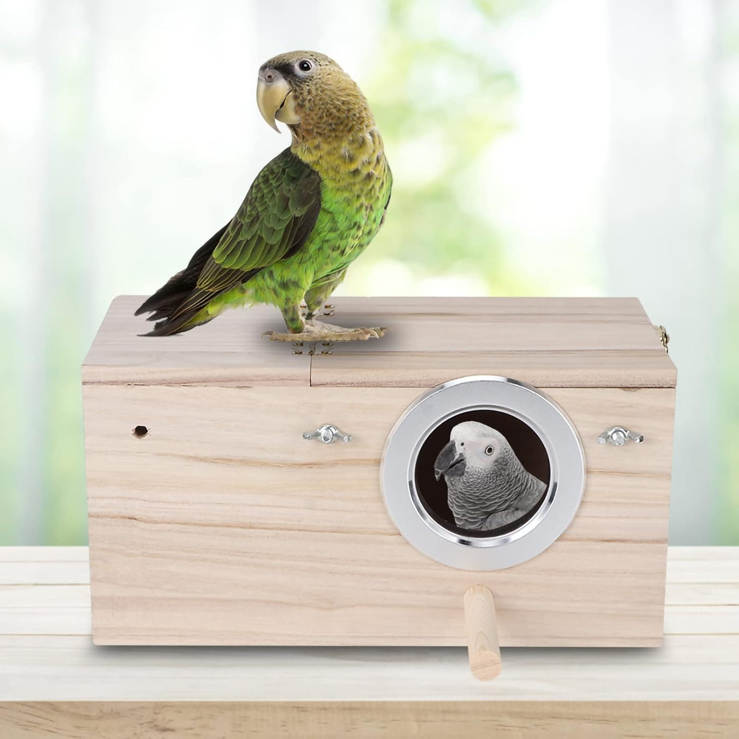 Bird Nesting Box, Bird Nest Bird Breeding Box, Parakeet Nesting Box, Cockatiel Nesting Box, Wooden Bird Box with Detachable Wooden Board for House Decoration image number 4