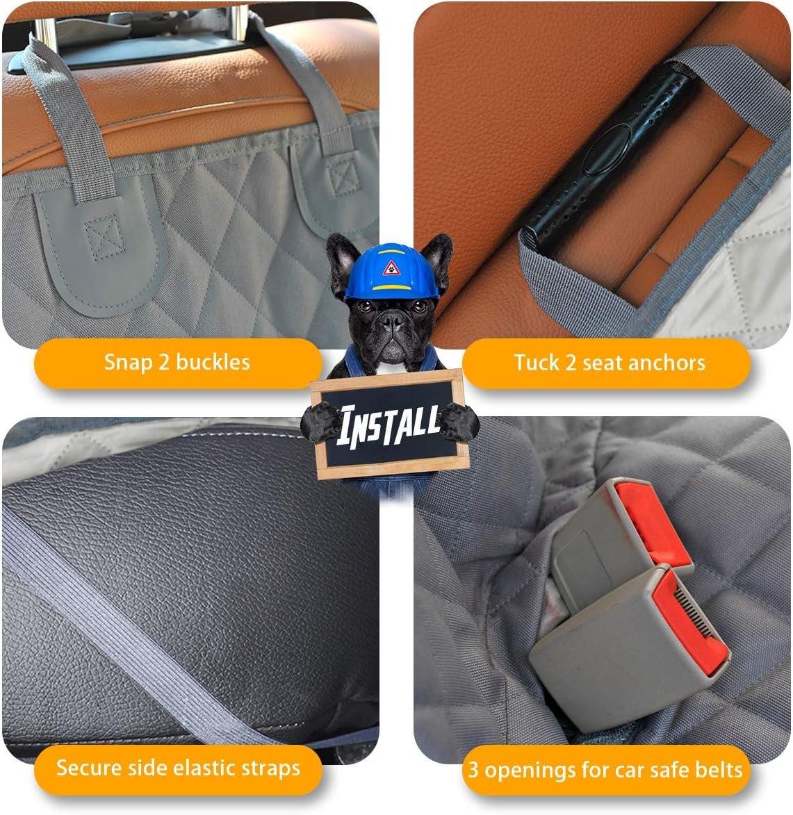 Honest Dog Car Seat Covers, Dog Seat Cover with Side Flap for Cars, Trucks, and Suv'S - Waterproof & Nonslip Pet Seat Cover for Backseat image number 2