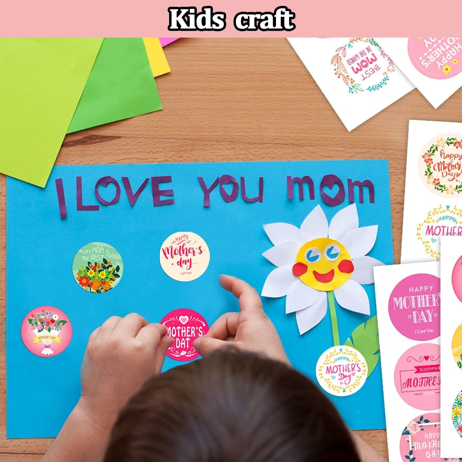 Mother'S Day Stickers,96Pcs Mom Tags Labels Bulk,16 Happy Mothers Day Stickers Sheets 2 Inch Large round Self-Adhesive Envelope Seals for Gift Wrap Present Box Tag Letter Card Decoration