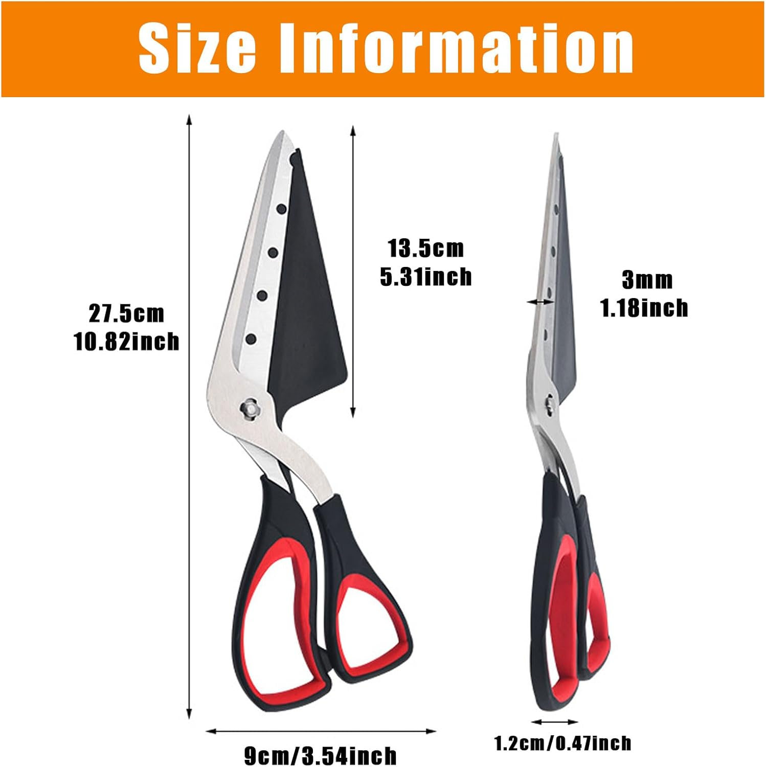 2-In-1 Pizza Cutter with Ergonomic Soft Grip Handle and Spatula, Multifunctional Scissors with Food-Grade Sharp Stainless Steel Blade, Easy to Clean Kitchen Gadget for Food, Camping, Picnic(27.5Cm) image number 1