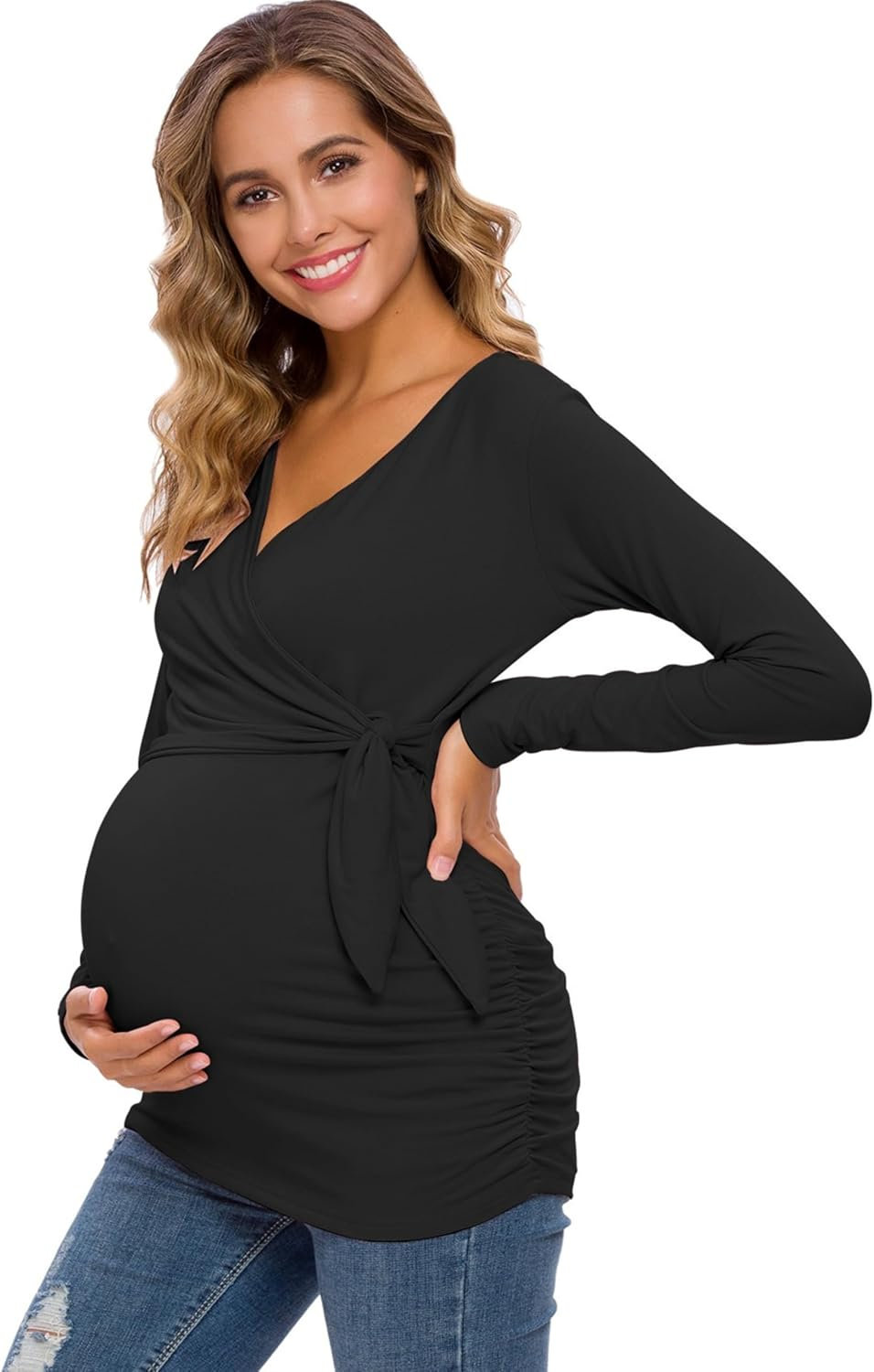 Love2Mi Women'S Nursing Shirt Short Sleeve Maternity Shirt Maternity Fashion V-Neck Pregnant Nursing Tops