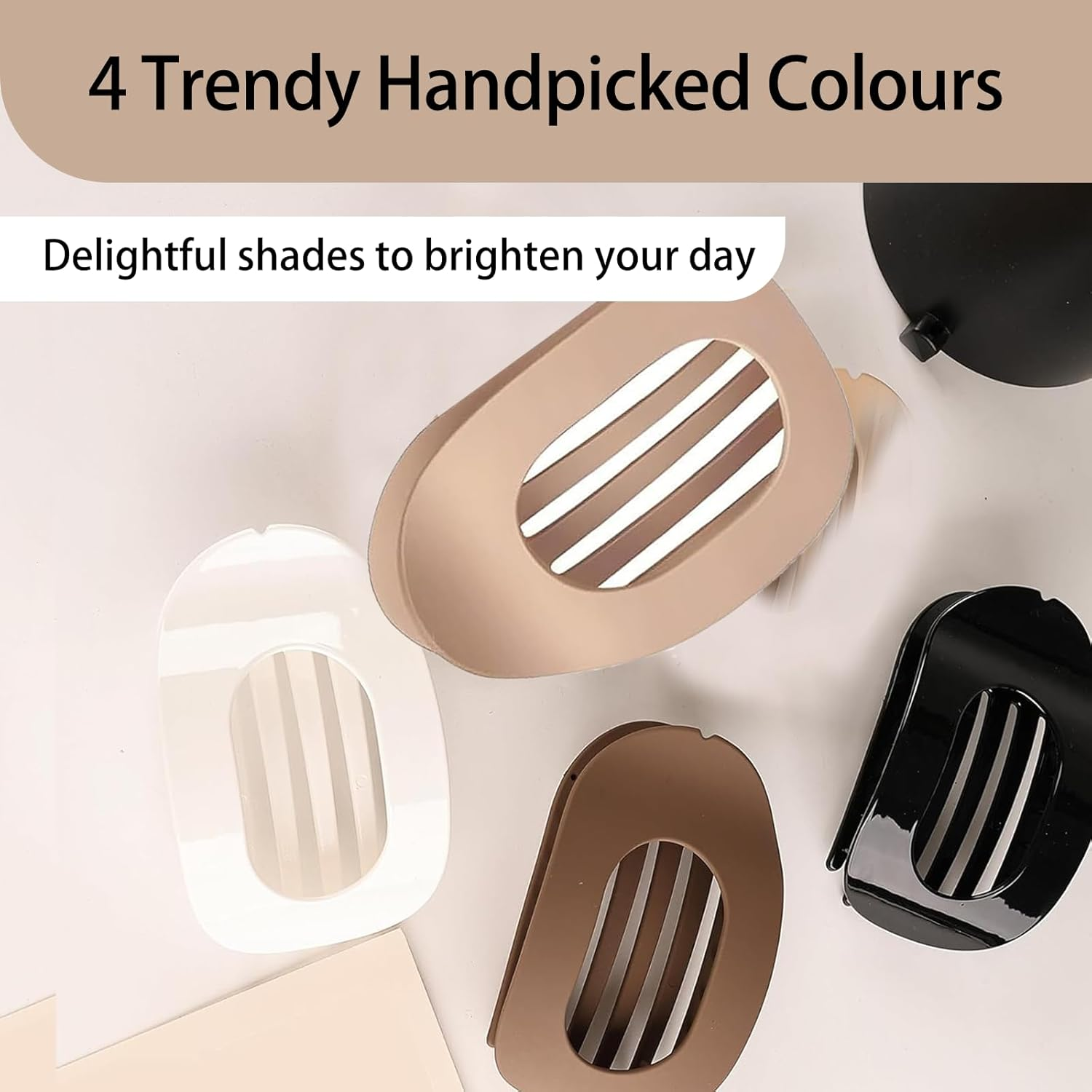 NBPIY 4 Pack Flat Hair Clips for Women, Strong Hold Curved Claw Clips with No Slip Grip, Hair Accessories for All Hair Types, for Lying down and Driving (Matte) - Glossy image number 3