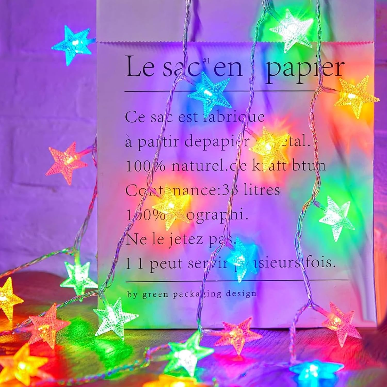 Star String Lights 20Ft 40 LED Battery Operated Fairy Lights with Timer Color Changing Waterproof Lights for Bedroom, Tent,Patio&Party Decor Indoor/Outdoor Christmas&Wedding Lights (Colorful) image number 3