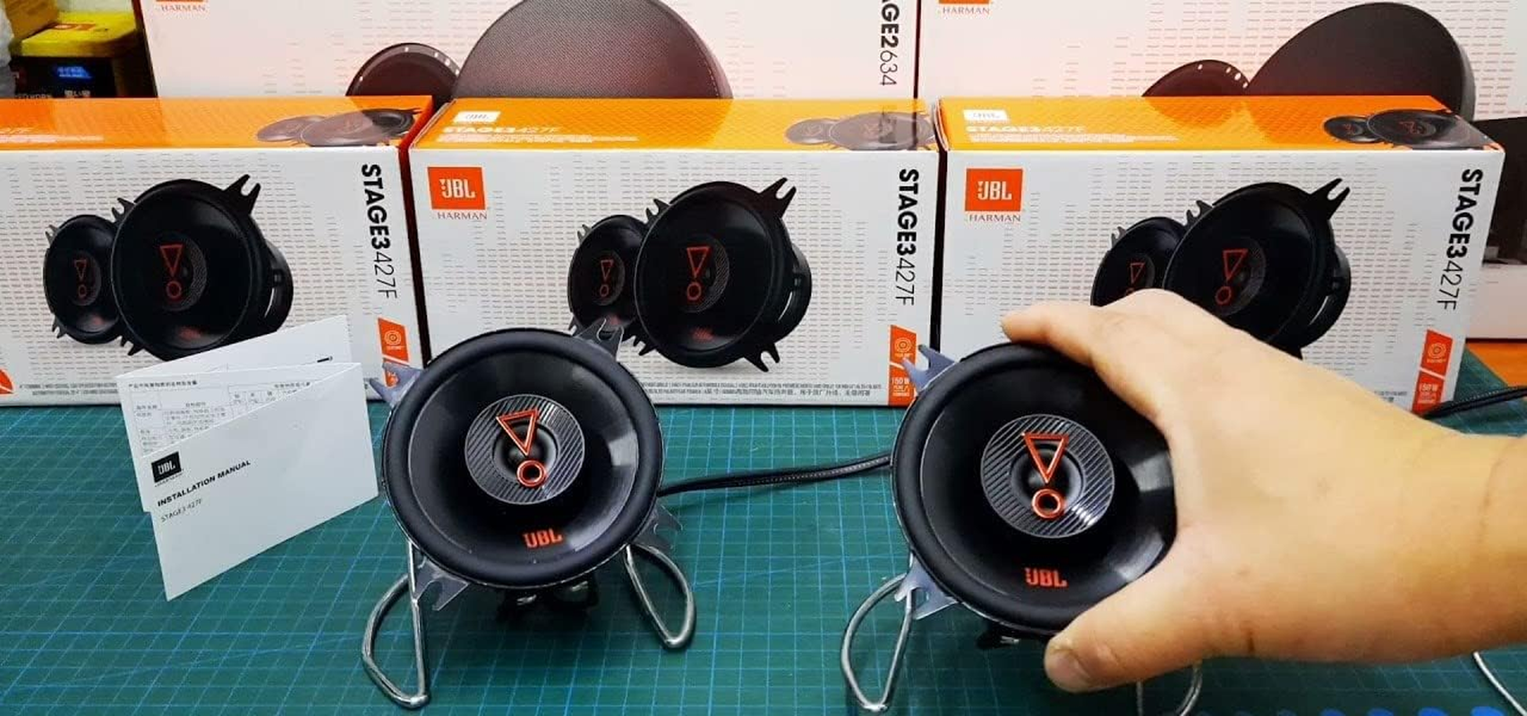 JBL Stage3 427F 2-Way Car Speaker Set by Harman Kardon - 150 Watt Car Speakers - 2 Pieces Car Hifi JBL Box Large 10 Cm - 100 Mm - 4 Inches without Grill Cover image number 4
