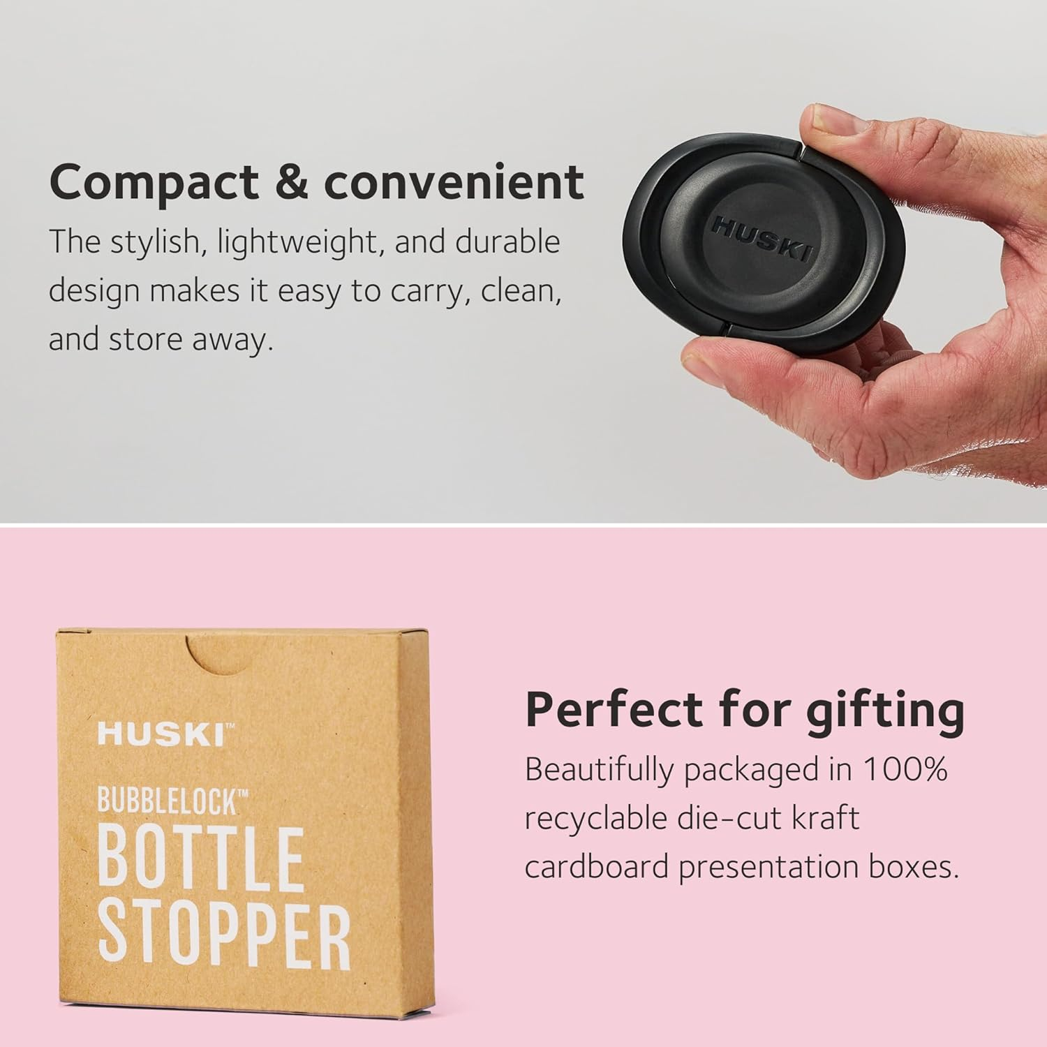 Huski Bubblelock&trade; Bottle Stopper | New | Compact & Convenient Champagne Stopper | Wine & Bar Accessories | Fits in the Huski Champagne Cooler | Wine Gifts image number 6