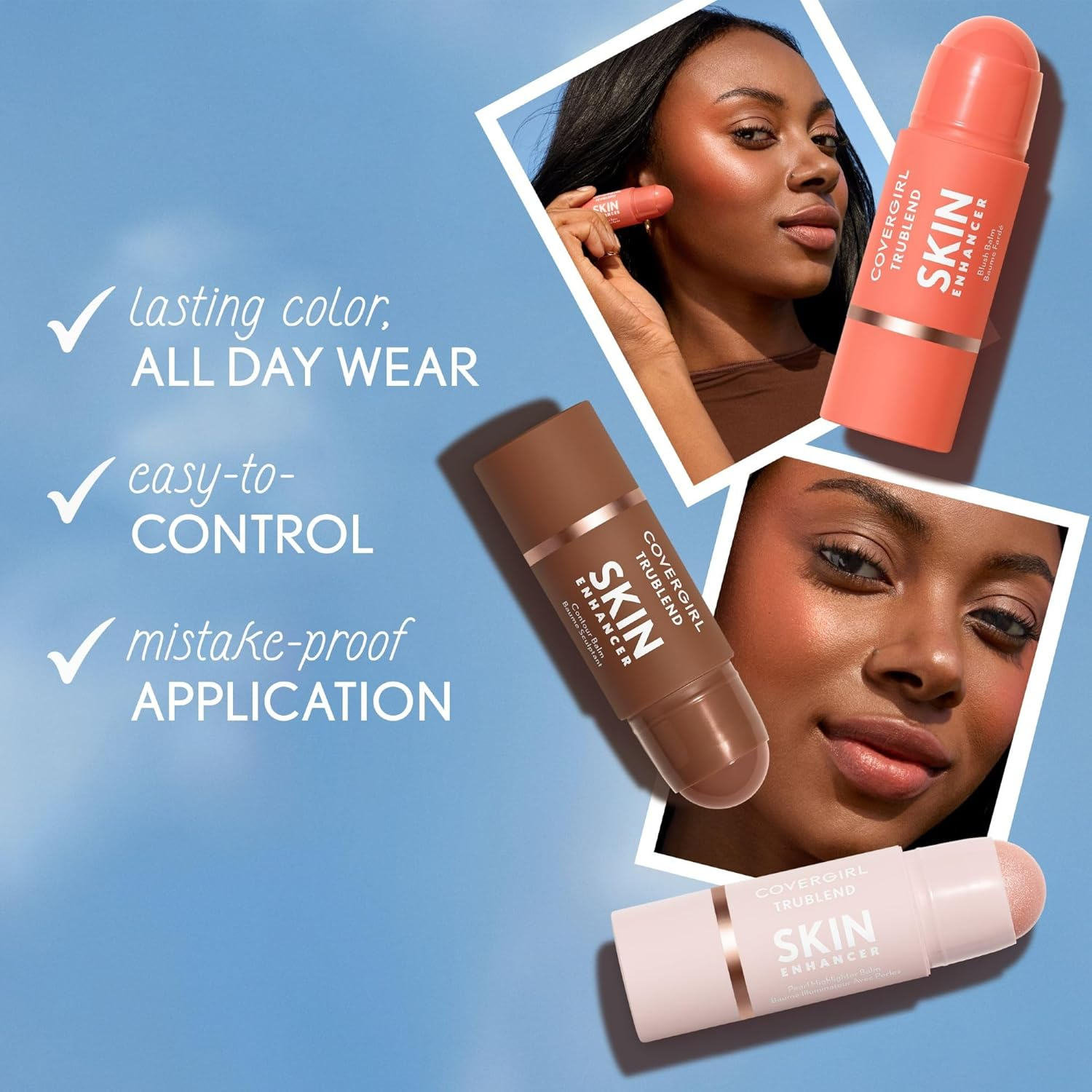 Covergirl Trublend Skin Enhancer Contour Balm, 130 Snatched, Contour Stick, Vegan Formula, Easy to Use, Glides on Effortlessly, Non-Greasy, Natural Sculpt