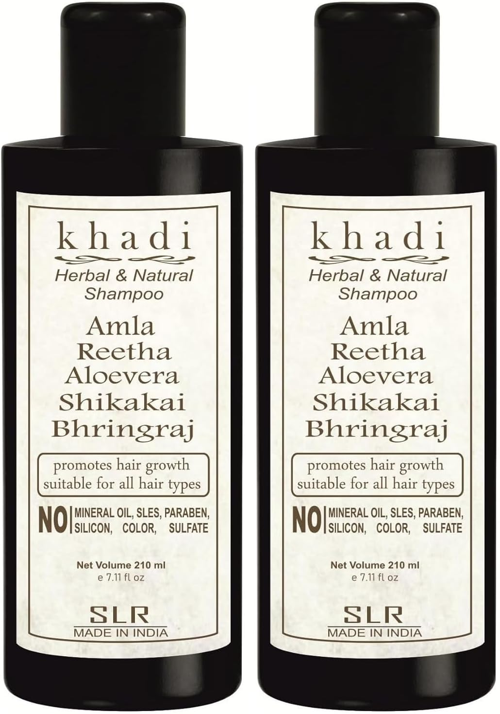 Khadi Amla Reetha Aloevera Shikakai Bhringraj Shampoo - anti Hairfall & anti Dandruff Sls-Paraben Free Shampoo- 210 Ml (Pack of 2)