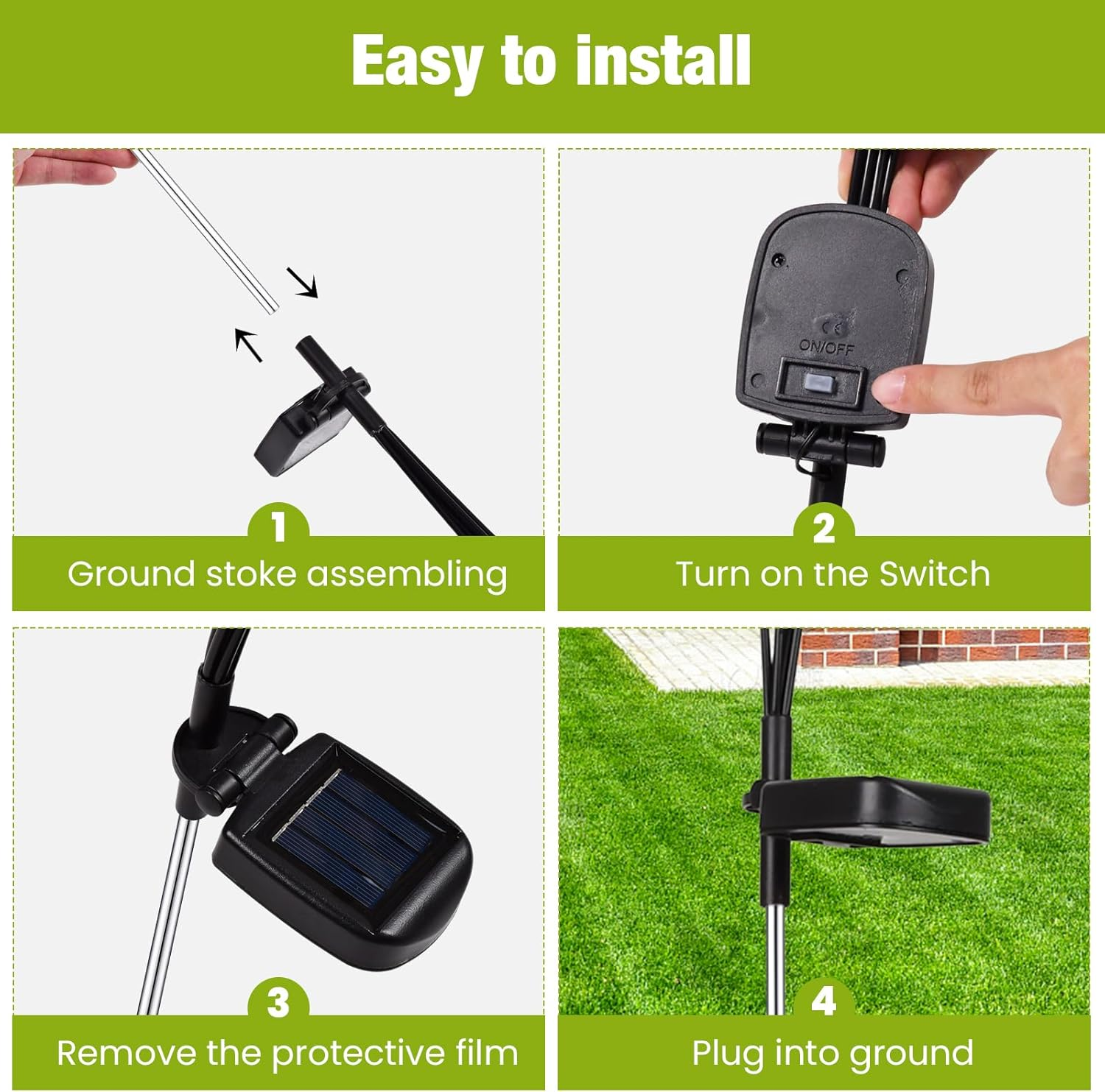 Advwin Solar Garden Lights 8 Pack, Solar Firefly Lights Waterproof IP44, 48 Led Swing Garden Lights, Outdoor Decorative Lights for Yard Lawn Patio Party Wedding Halloween Christmas, Warm Light image number 4