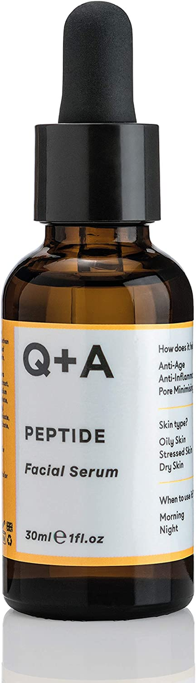 Q+A Peptide Facial Serum - Anti-Ageing Peptide Face Serum for Revitalised, Youthful Skin, Water-Based Fast Absorption &ndash; Contains Pure Peptide, Magnesium PCA, and Hyaluronic Acid for Hydration, 30Ml image number 5