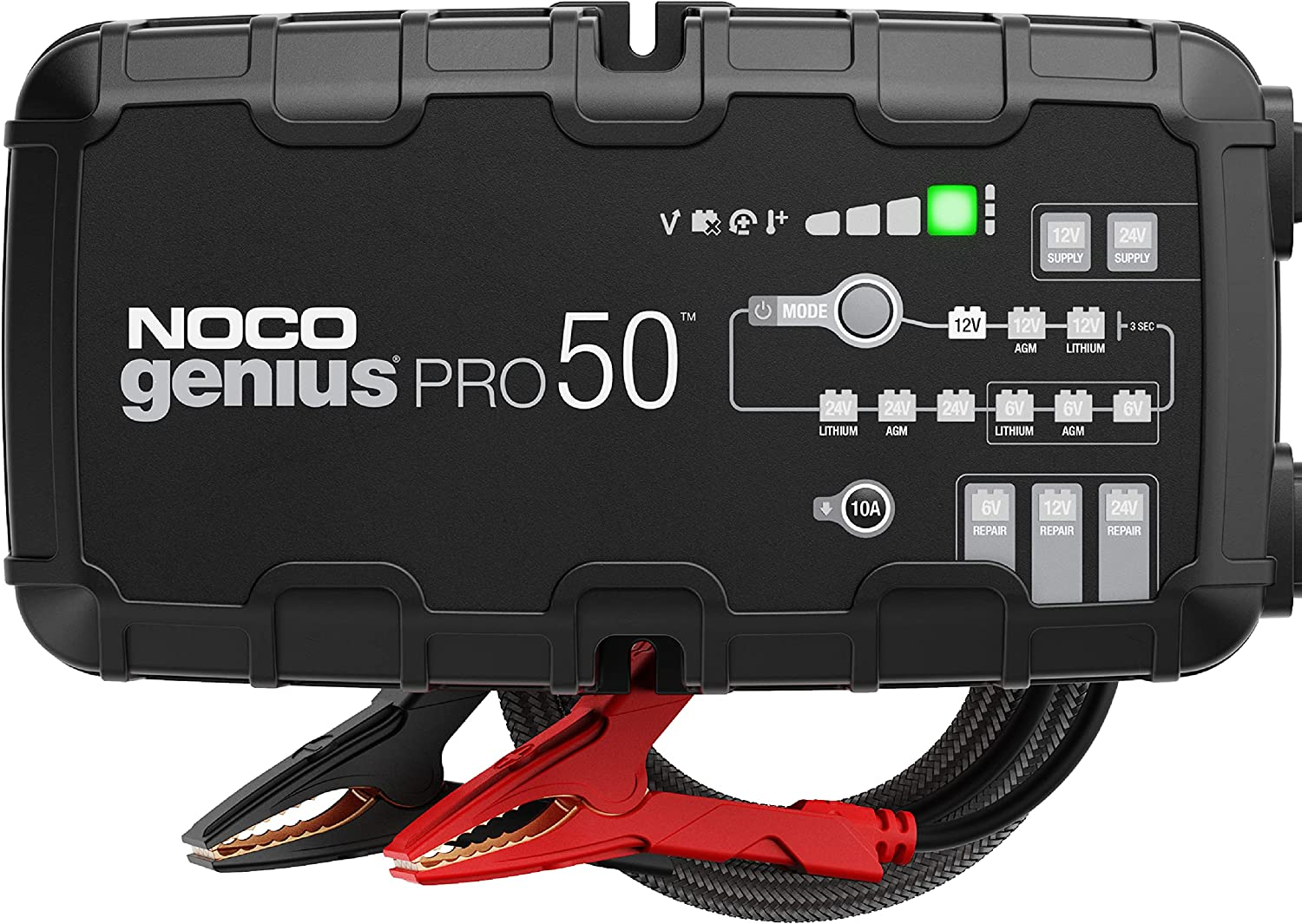 NOCO GENIUSPRO50, 50A Smart Battery Charger, 6V, 12V and 24V Portable Car Battery Charger, Battery Maintainer, Trickle Charger and Desulfator for Automotive, Marine, Truck, AGM and Lithium Batteries image number 3