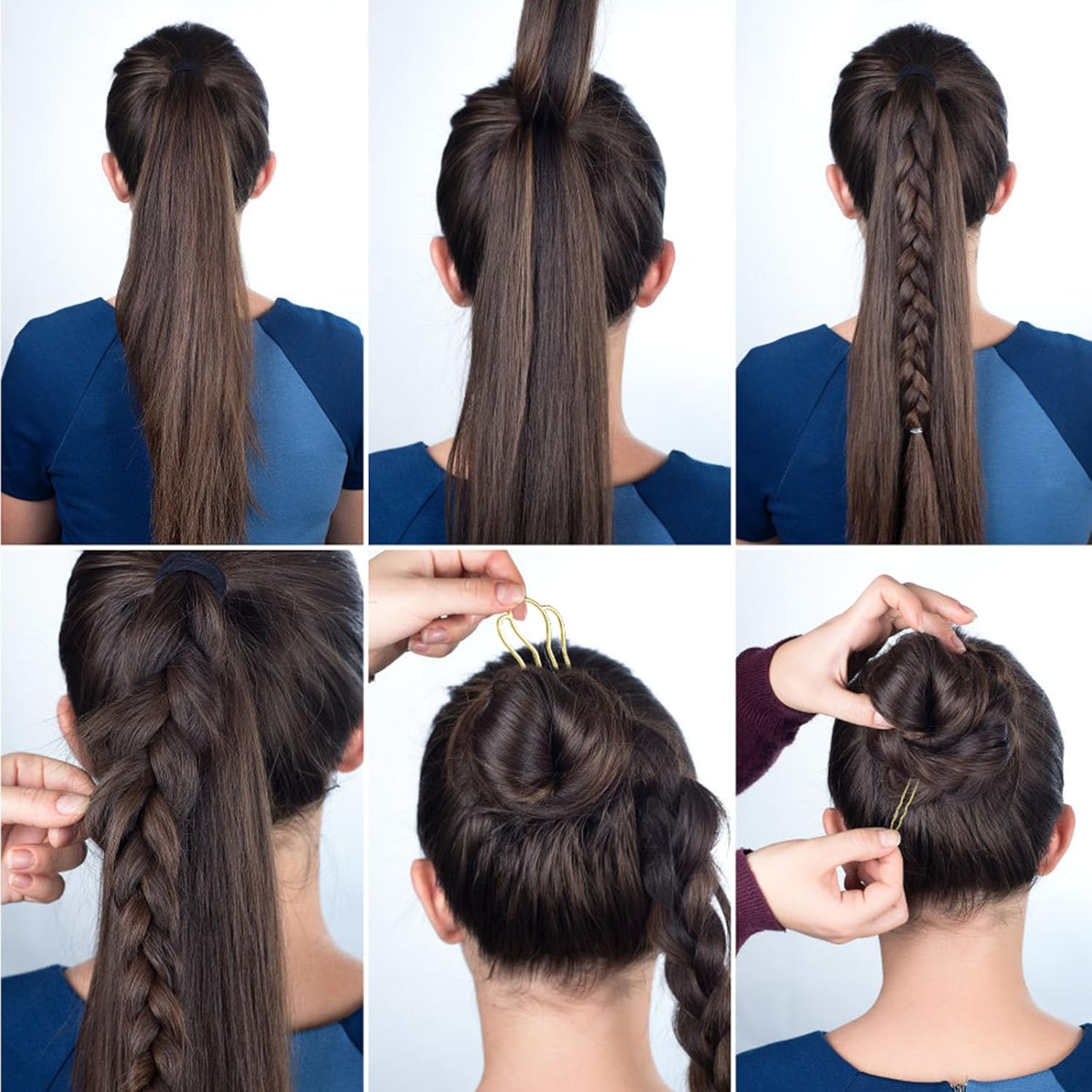 18 Piece Metal Hair Fork Clip Hair Side Combs U-Shaped Metal Hair Pins for Buns 4 Prong Hair Updo U-Shape Hair Sticks for Women Hair Styling Tool Accessories (Silver, Gold and Rose Gold) image number 4