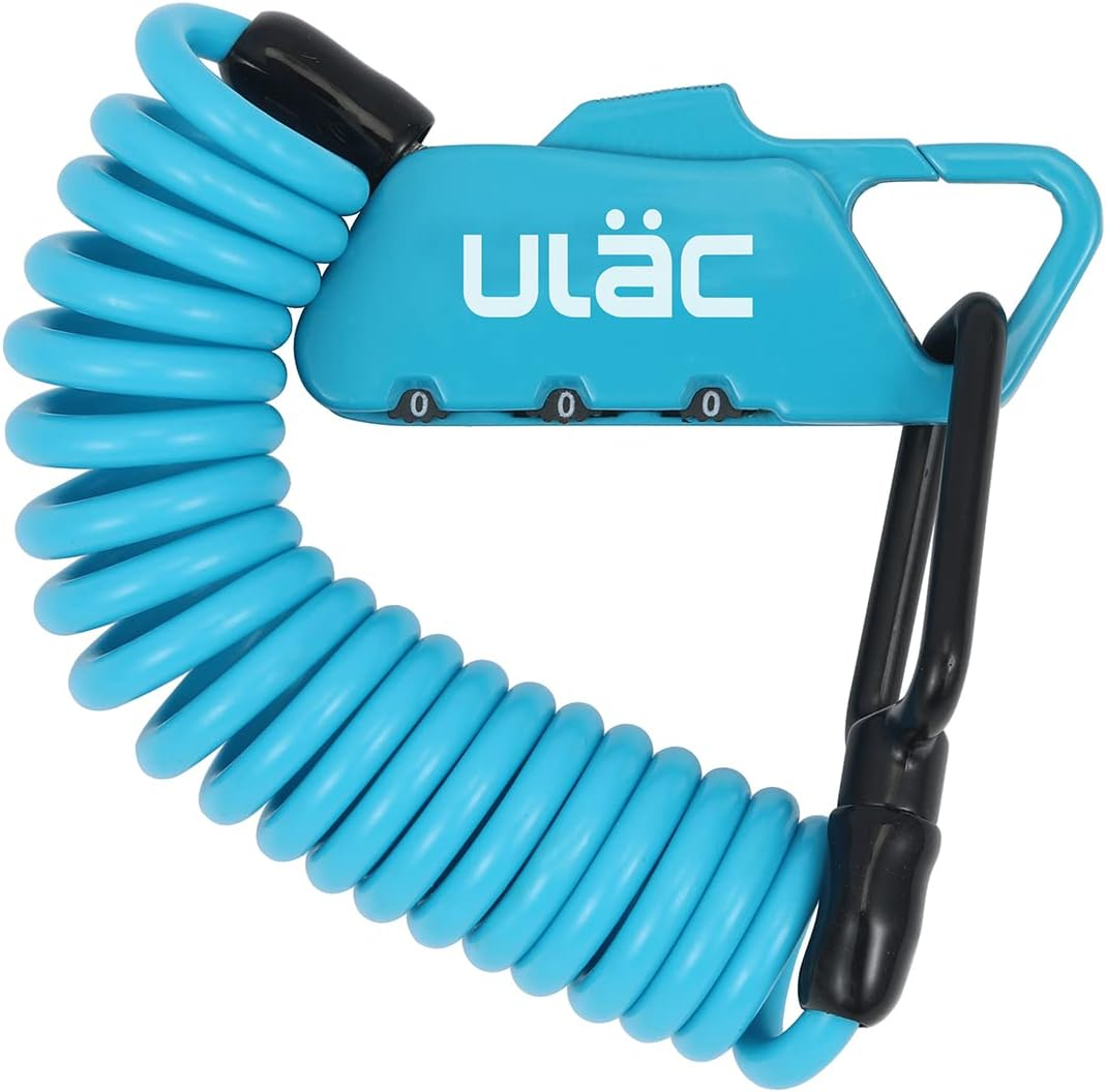 ULAC Piccadilly LTD Mini Combination Cable Lock, Helmet Lock for Bike, Bicycle, Motorcycle, E-Scooter; Small Portable Padlock for Gym Locker, Baby Stroller, Suitcase, Luggage, Gate and Fence(Silver)