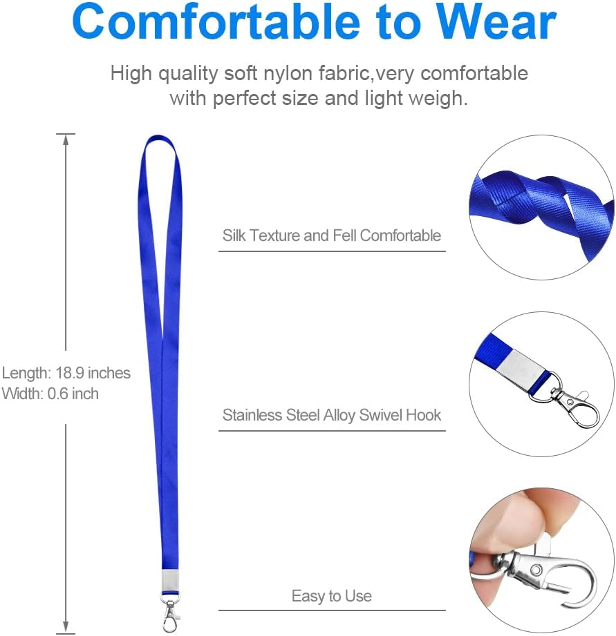 10PCS Mcyye Durable Neck Lanyards, Premium Soft Nylon Lanyard for Kids, 5 Colors for All Kinds of ID Badges Holder, Keys, Wallet, Whistle, Car Key, Cruise, Work, Etc., Comfortable for Your Skin image number 2