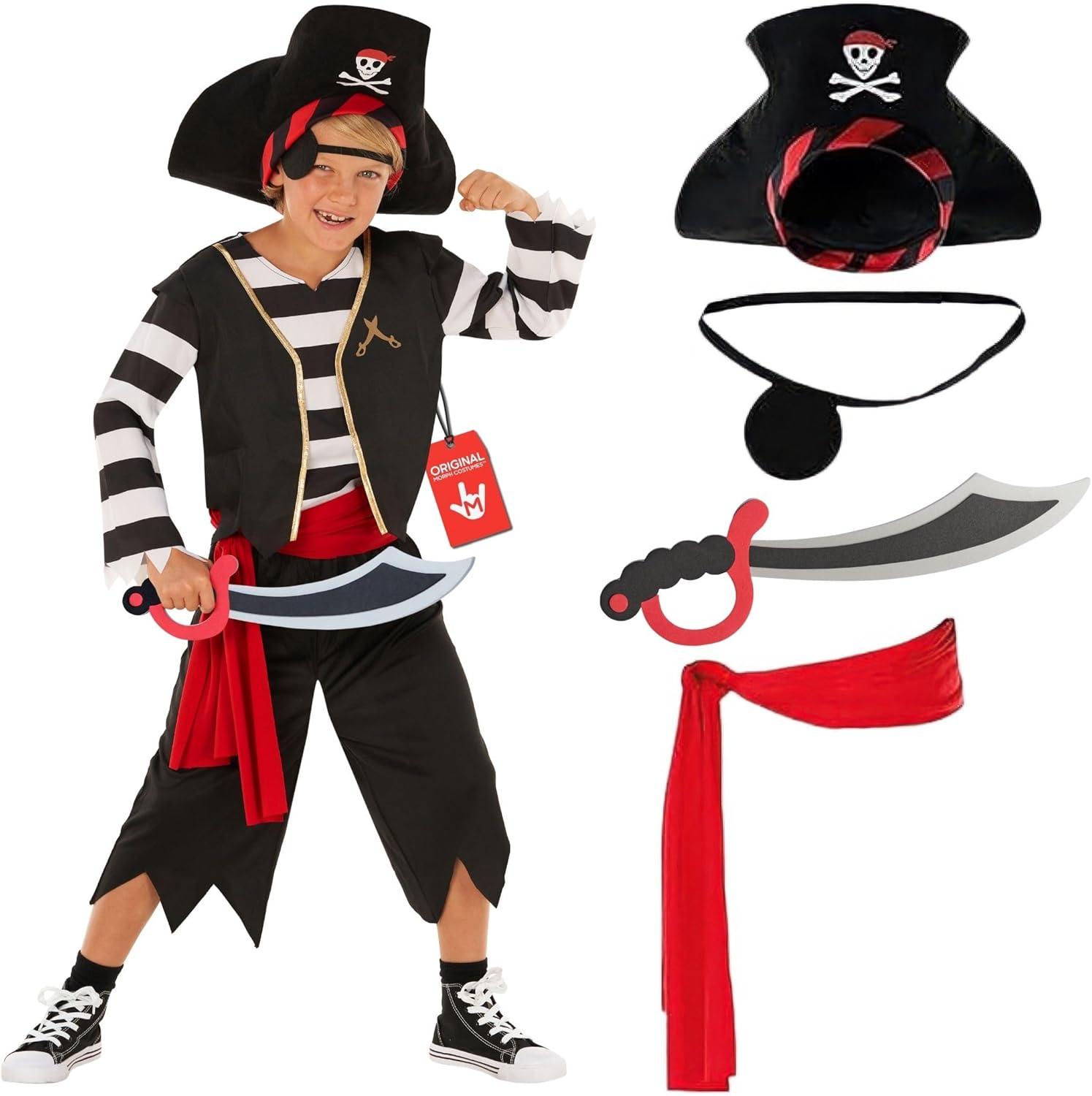 Morph Pirate Costume Kids Pirate Costume Boys Pirate Costume Boys 10-12 Boys Pirate Costume Size 7-8, 4-6 for Kids