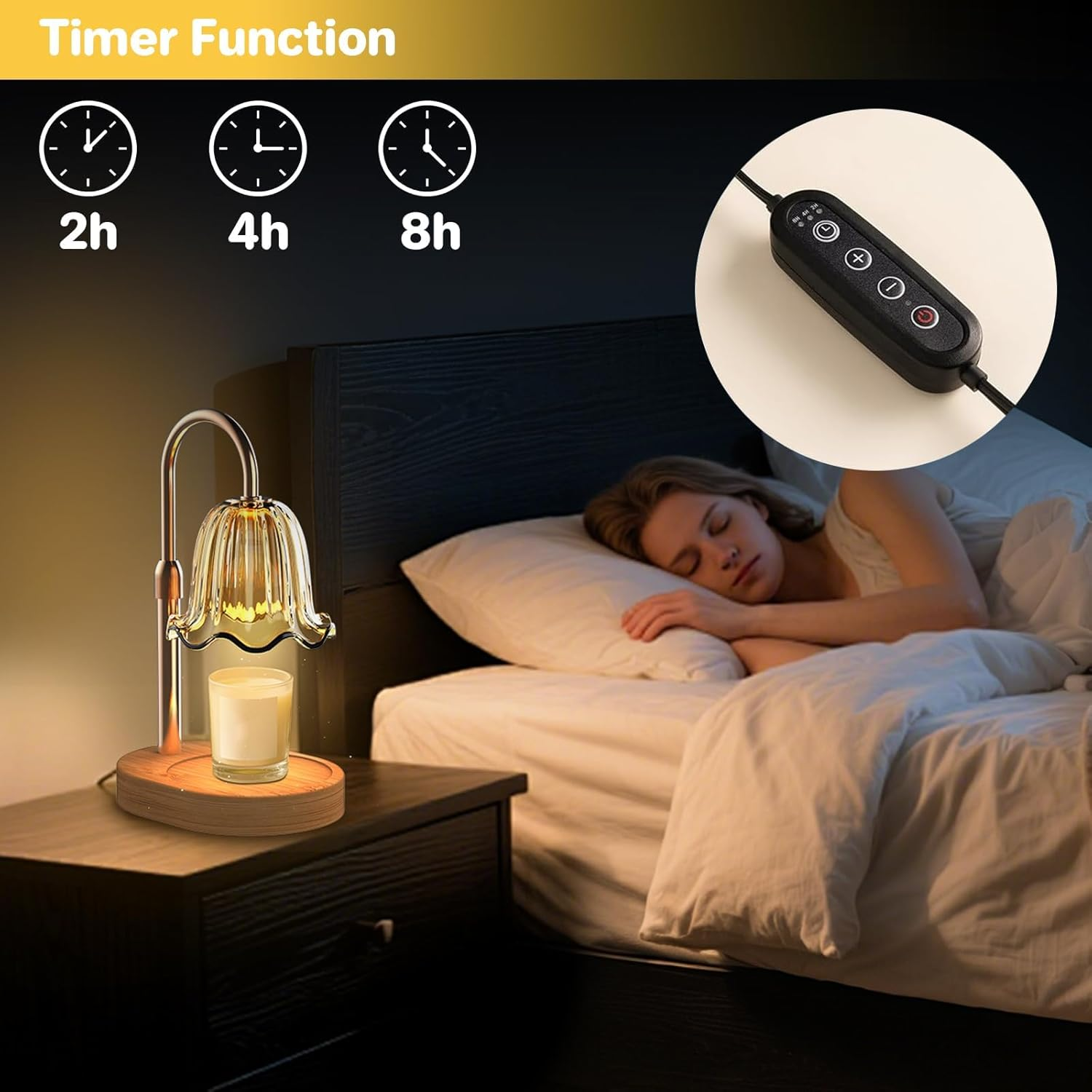 Adjustable Candle Warmer Lamp with Timer Dimmer, Adjustable Height Vintage Home Decor for Scented Jar Candles, Ideal for Women/Men, Elegant Table Lamp for Home Bedroom Office Decor