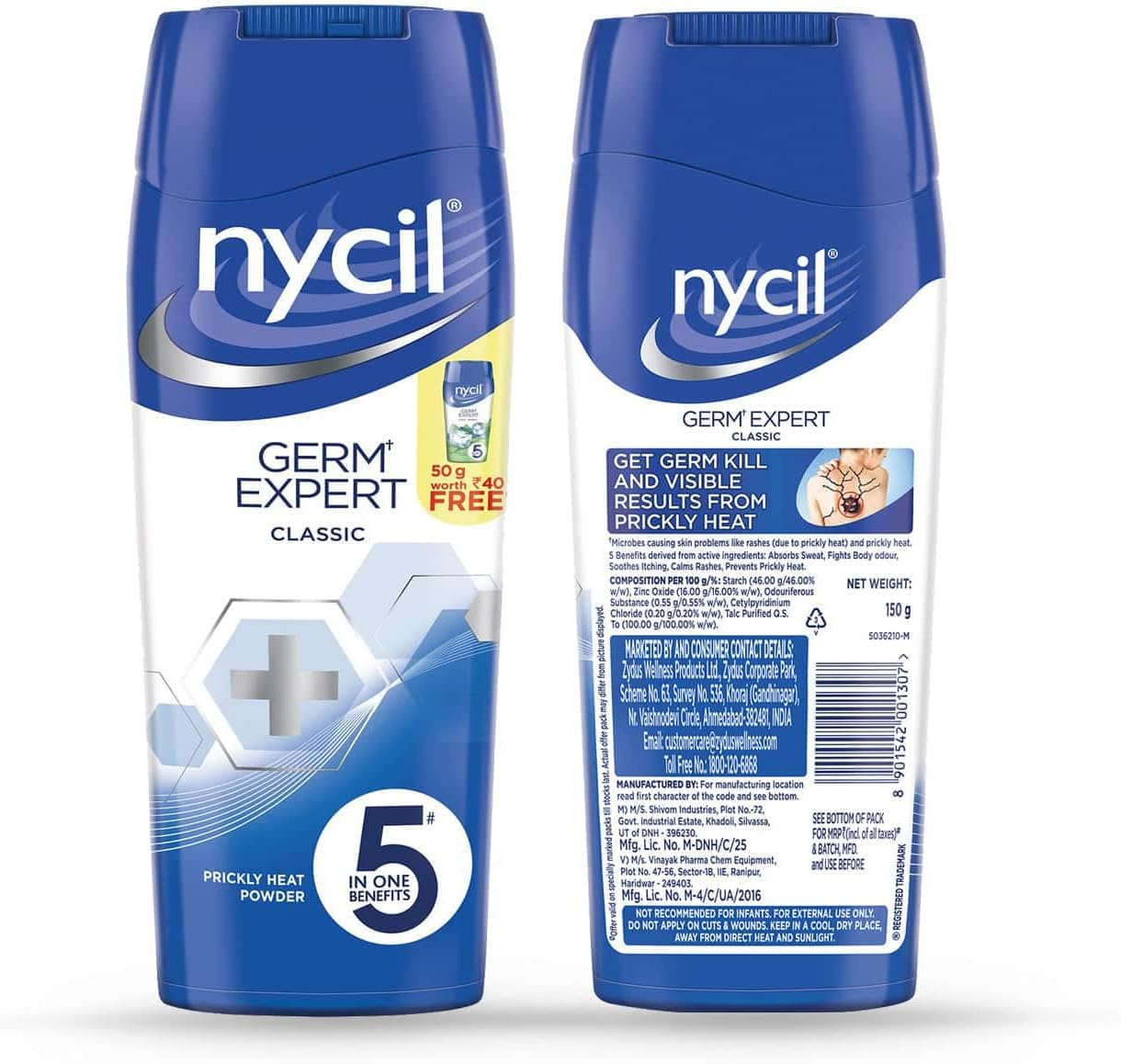 Nycil Classic Cool Prickly Heat Talcum Powder,Offer 150Gm+Nycil Powder Free 50Gm-Northwoods image number 1