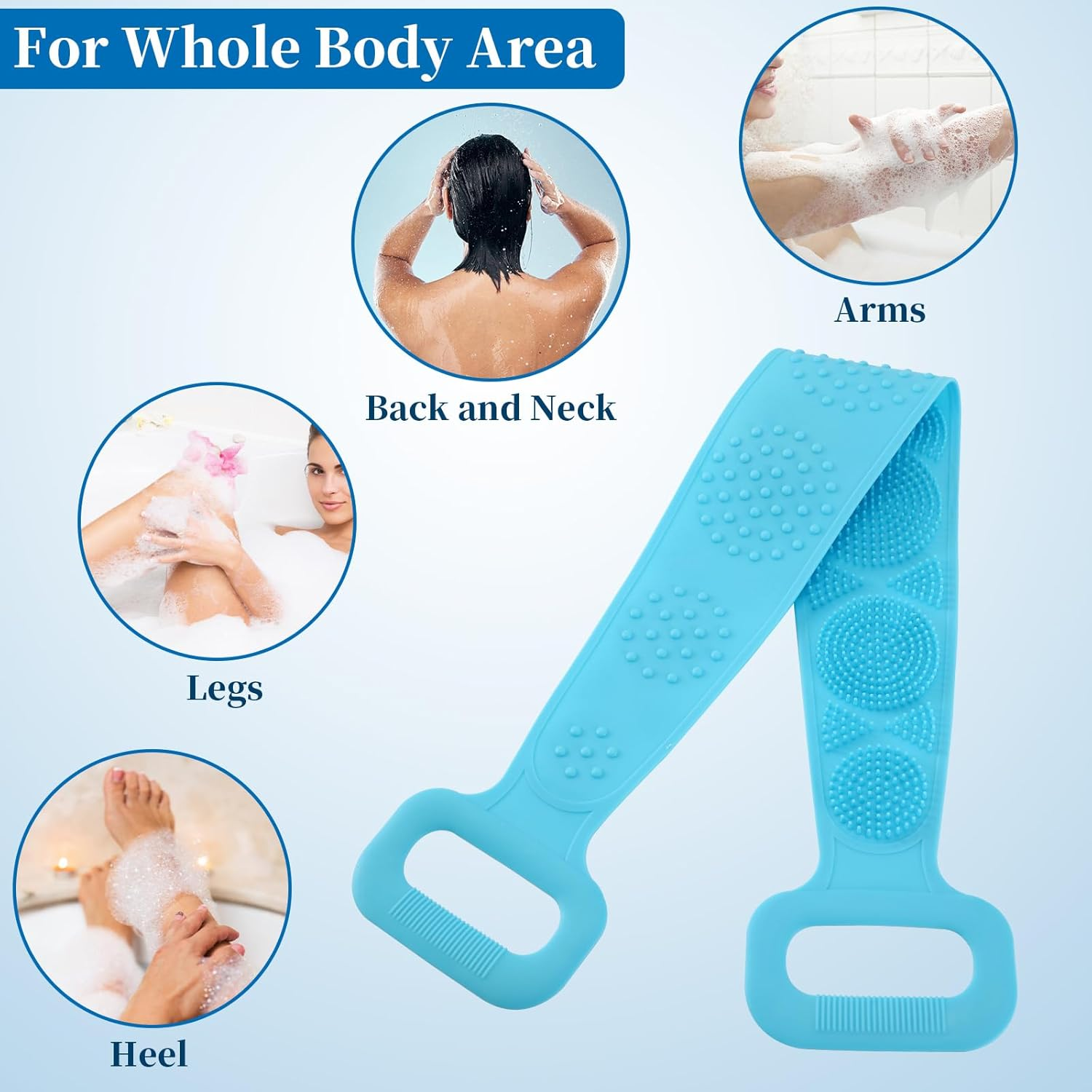 2 Pieces Silicone Back Scrubber for Shower Bath Body Brush Exfoliating Deep Clean Comfortable Body Massage image number 2