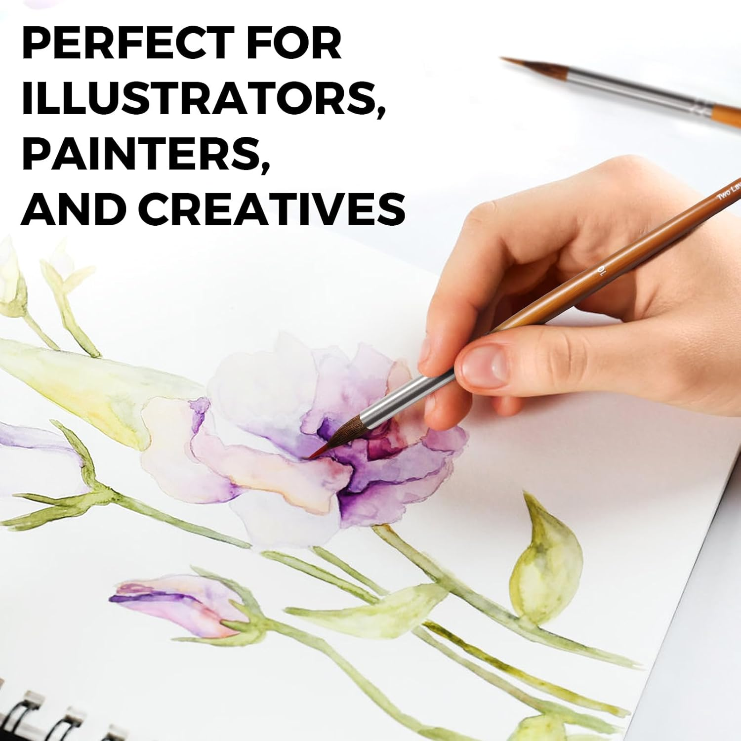 Sable Watercolor Brushes Set,3Pcs(06,10,12) Extended Needle Point Artist Paint Brush,Bamboo Handle,Professional Synthetic Extra Long Horsehair Sable Brushes for Fine Detailing,Acrylic,Gouache,Ink image number 6