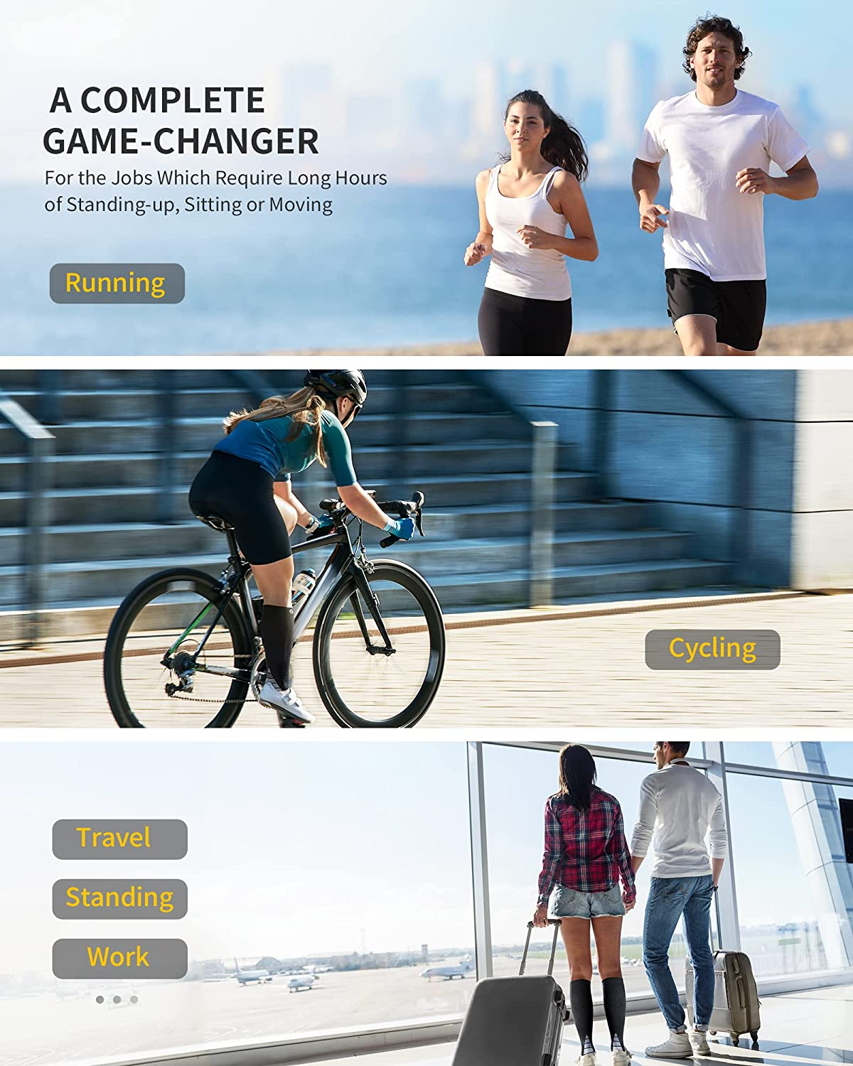 Cambivo 2 Pairs Compression Socks for Men and Women(20-30 Mmhg), Compression Stocking for Swelling, Nurse, Flight