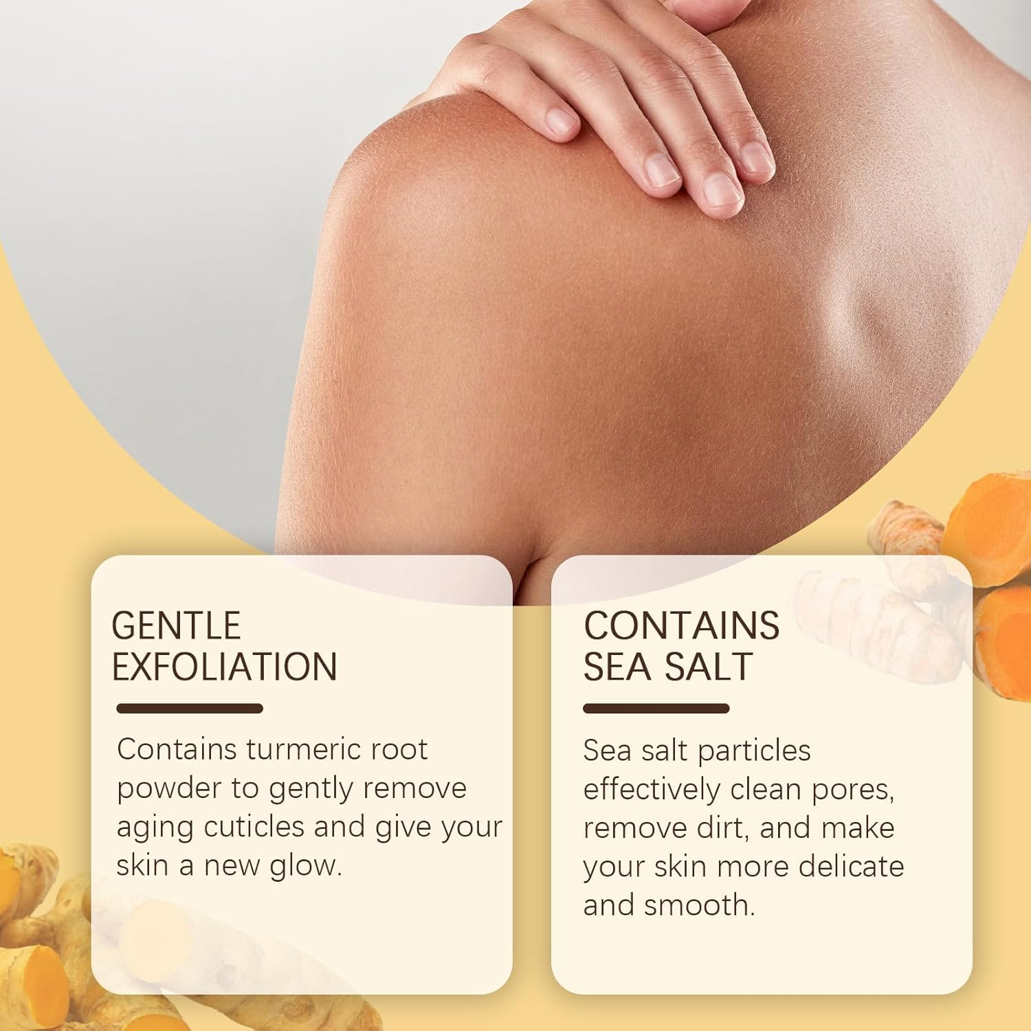 Turmeric Body Scrub Exfoliator &ndash; Brightening, Deep Cleansing, Moisturizing Natural Exfoliant for Dull, Dry Skin, Bikini Area, Gentle Exfoliation Polish image number 6
