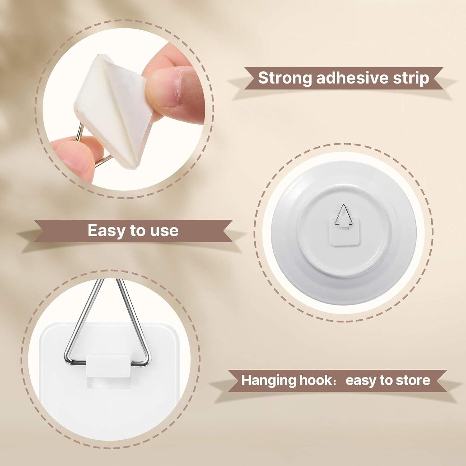 30Pcs Invisible Adhesive Plate Hangers, Wall Plate Hanger Display Holder, 1.25 Inch Square Plastic Invisible Plate Holders, Picture Hanger Hanging Hooks for Decorative Plates and Wall Art image number 6