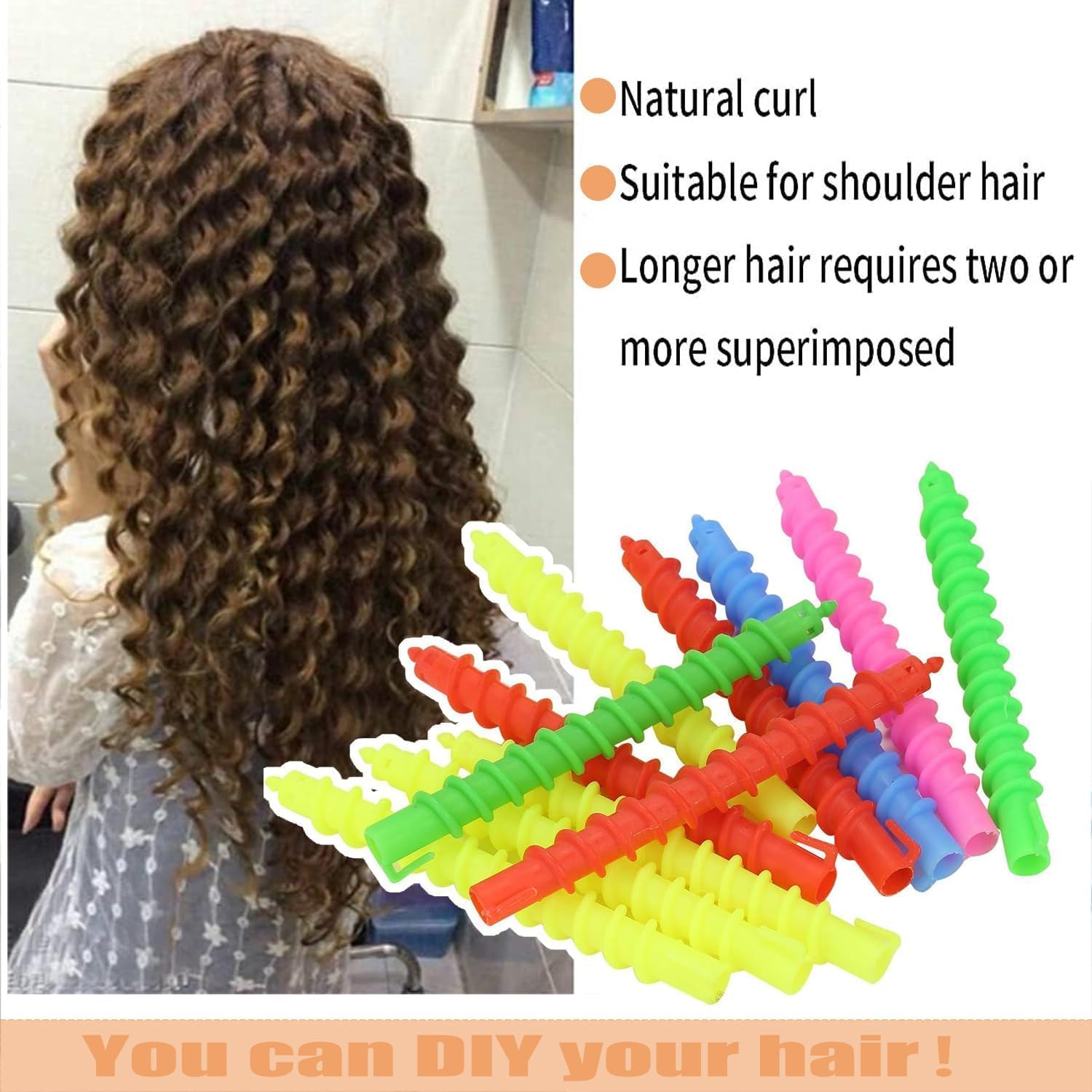 20 Pcs Hair Curling Rods, Plastic Spiral Heatless Salon Hair Rollers for Women