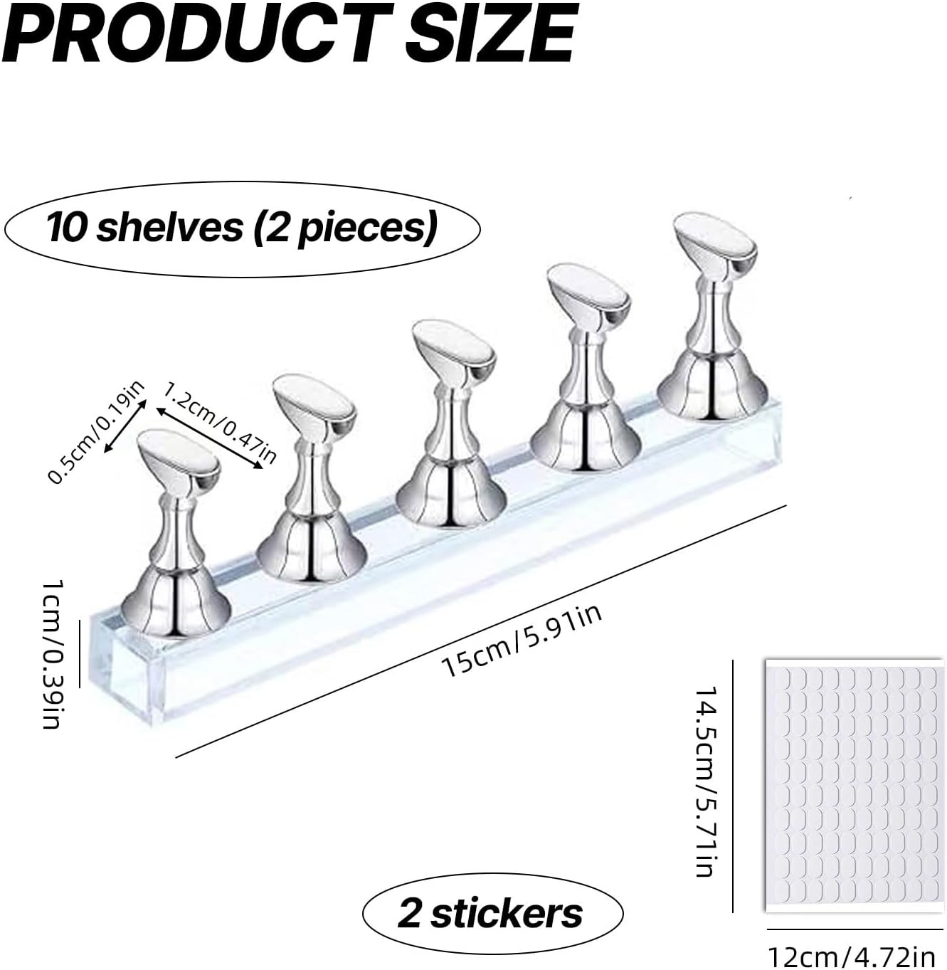 Pack of 2 Nail Stands, Acrylic Nail Practice Stand, Magnetic Nail Tips Holder, Fingernail DIY Nail Art Stand for False Nail Tip, Manicure Tool, Salon (Silver) - Golden image number 3