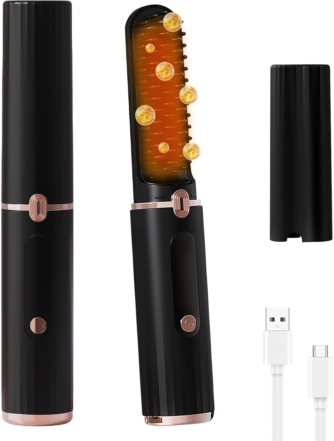 Mesen Cordless Hair Straightening Brush, Negative Ion Hair Straighteners Comb for Women, USB-C Rechargeable, 20S Fast Heating & 4 Temp Settings Smooth Hair with Temp Display for Travel image number 1