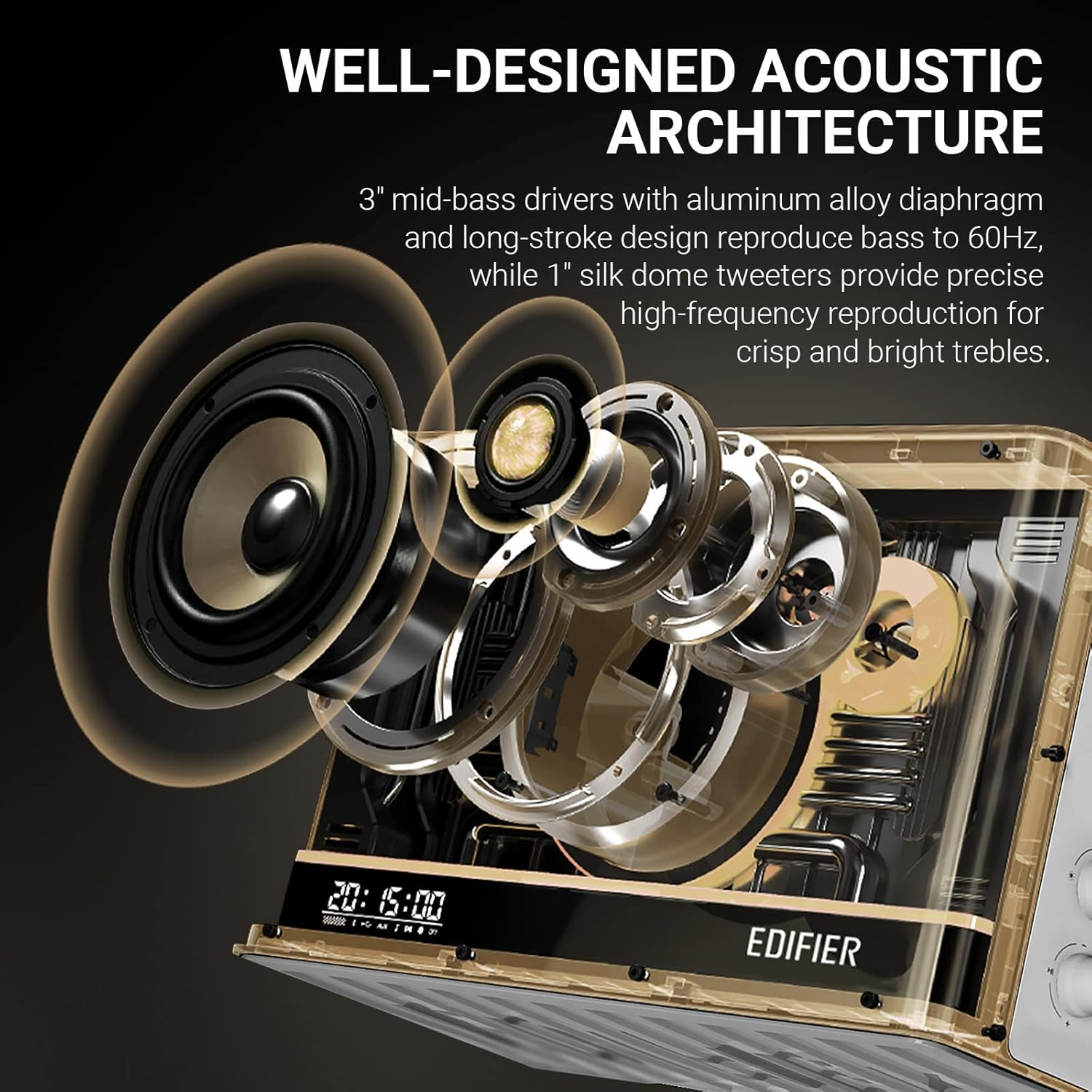 Edifier QD35 Tabletop Bluetooth Speaker with Gan Charger, White image number 6