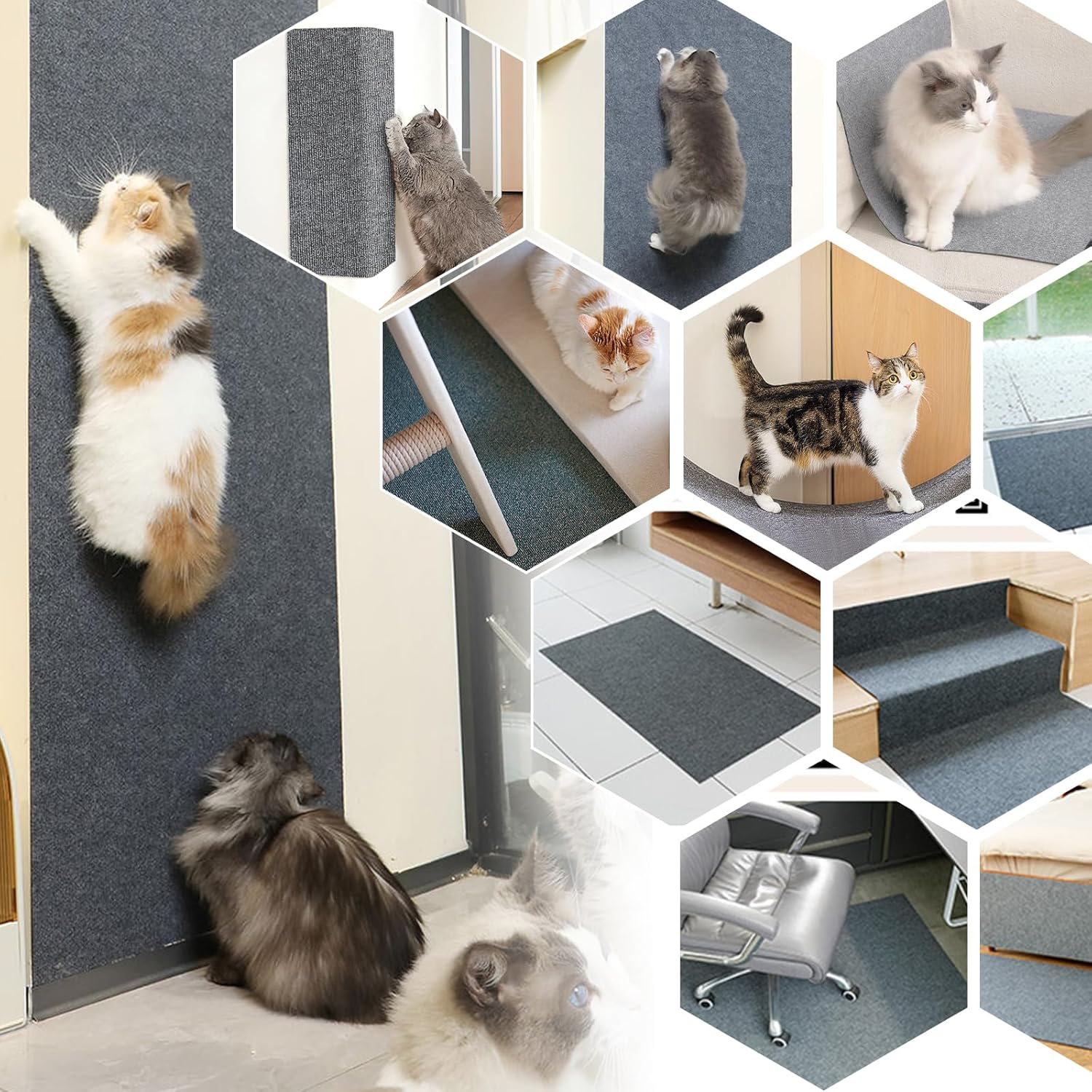 Pack of 2 Cat Scratching Mat, Self-Adhesive, 30 X 100 Cm, Scratching Mat for Cats, Cat Scratching Mat, DIY Cut to Size, Self-Adhesive Carpet, Cat Mat Underlay for Furniture, Couch, Sofa, Wall, Door image number 4