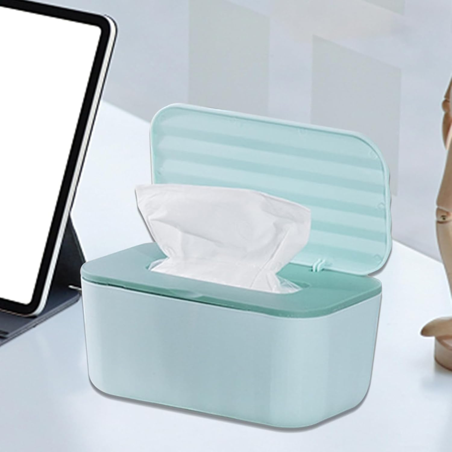 Baby Wipes Dispenser,Case for Toilet Tissue Paper - Multifunctional Dustproof Baby Wipes Storage Box for Travel Kitchen Diaper Toilet Nursery Makeup Table Car - Green image number 6
