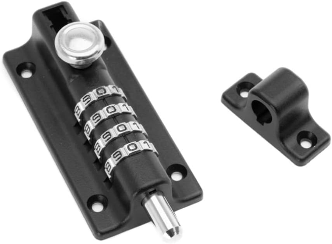Combination Locking Bolt, Four-Digit Combination Latch Lock Combination Slide Locks Tamper Proof Slide Bolt Security Gate Lock for Door Window Garages(Black) - Black image number 6