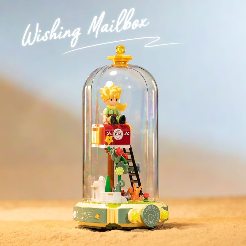 PANTASY Le Petit Prince Rose Mailbox Building Block Set, Creative DIY Flower Display with Rotating Globe Dome, Collectible Model Kit for Adults and Kids, Gift Idea for Le Petit Prince Fans image number 5