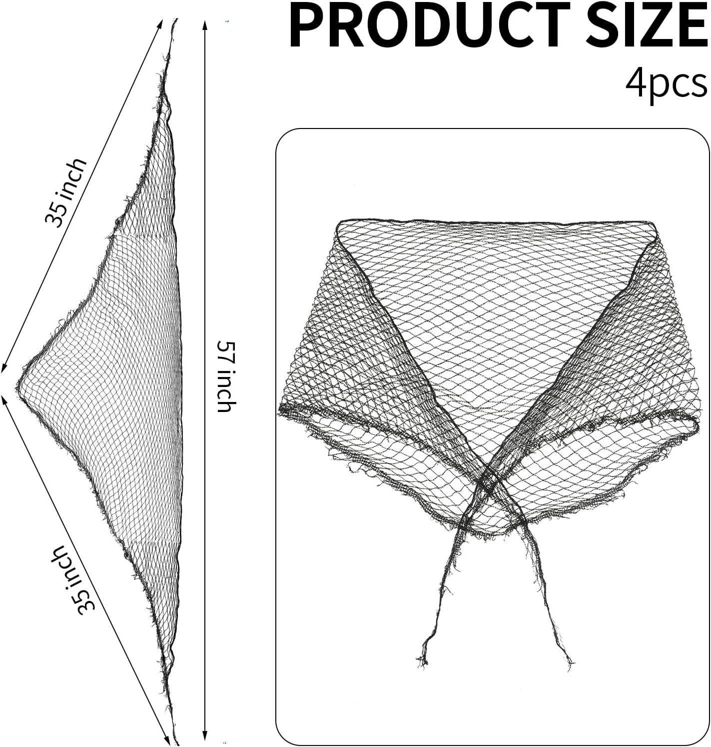 4-Piece Hair Net for Rollers, Triangular Mesh Women'S Hair Net for Salon Styling, Sleep Styling, Fixed Hairstyle,Hair Protection (Approx. 35.5 * 35.5 * 57 Inches) image number 1