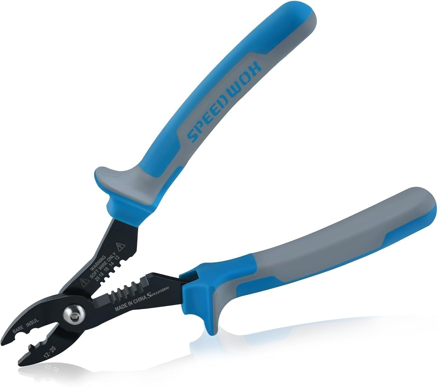 SPEEDWOX 4-In-1 Multi Purpose Electricians Pliers Wire Stripper, Wire Cutter, Wire Crimping Tool 7" Compact Wire Stripper for 10-20 AWG Insulated & Non-Insulated Clamping, Stripping, Cutting, Crimping